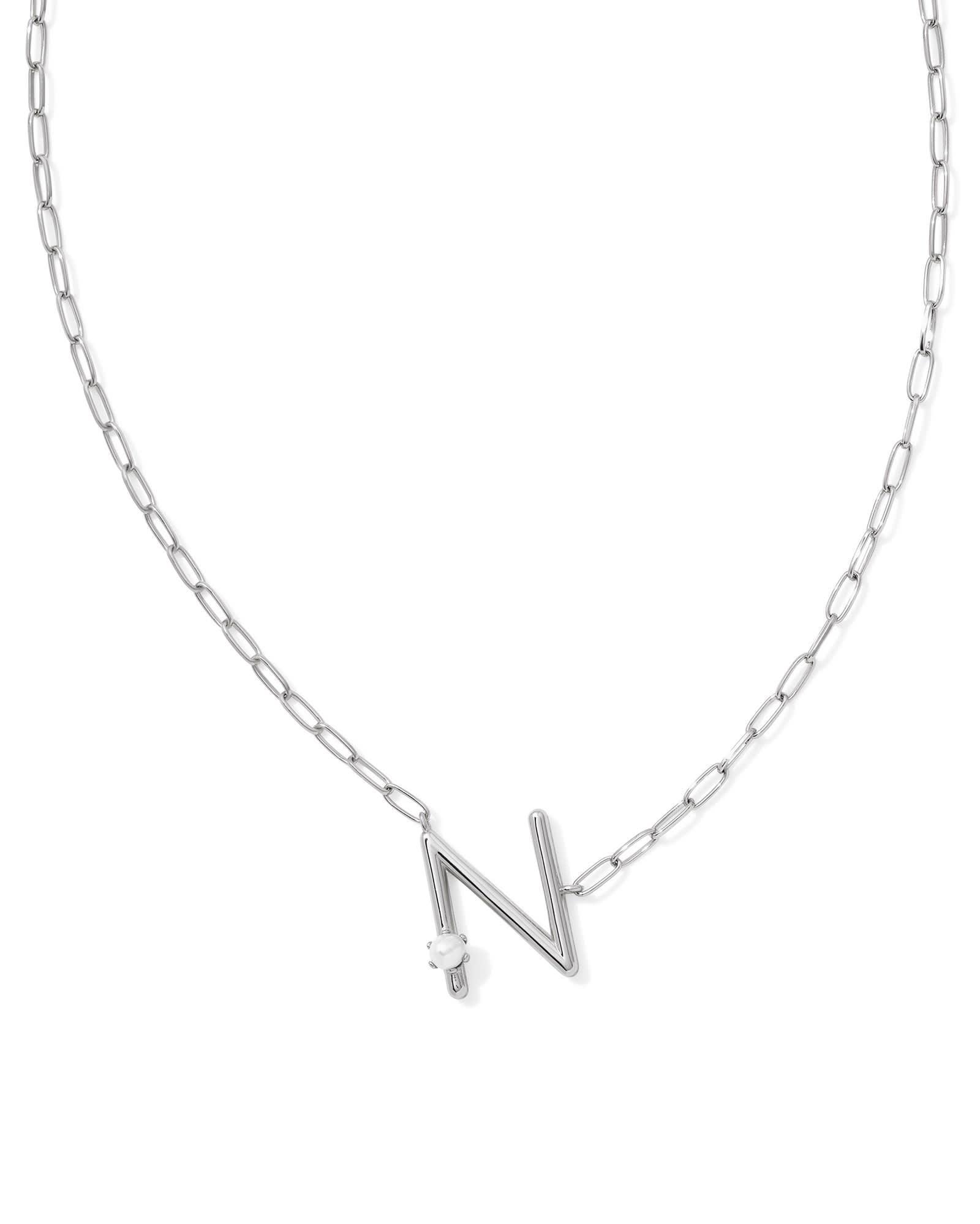 Pearl Silver Letter X Short Pendant Necklace in Freshwater Cultured Pearl Product Image