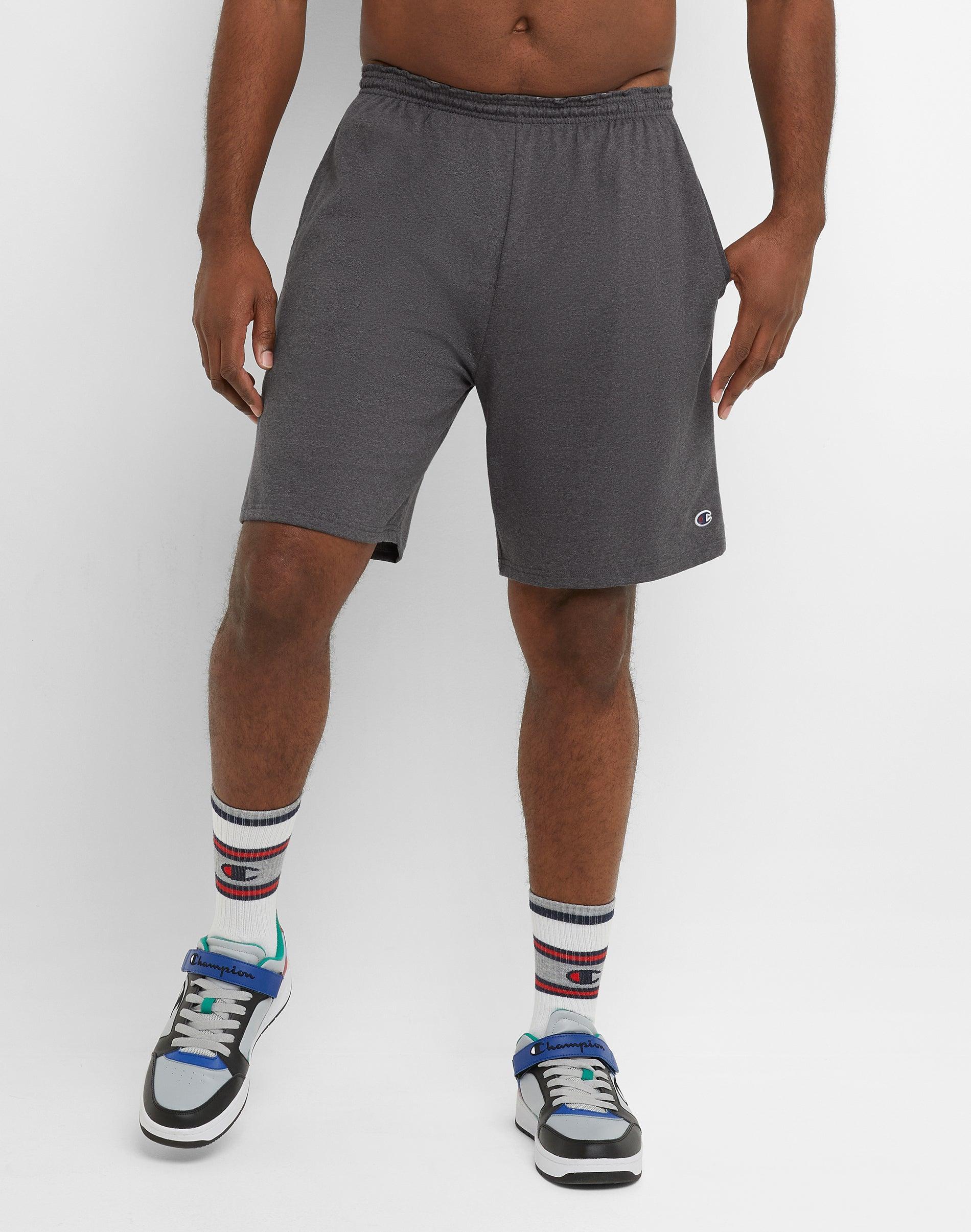 Mens Champion Lightweight Lounge Shorts, C Patch Logo (Big & Tall) Oxford Grey XLT Product Image