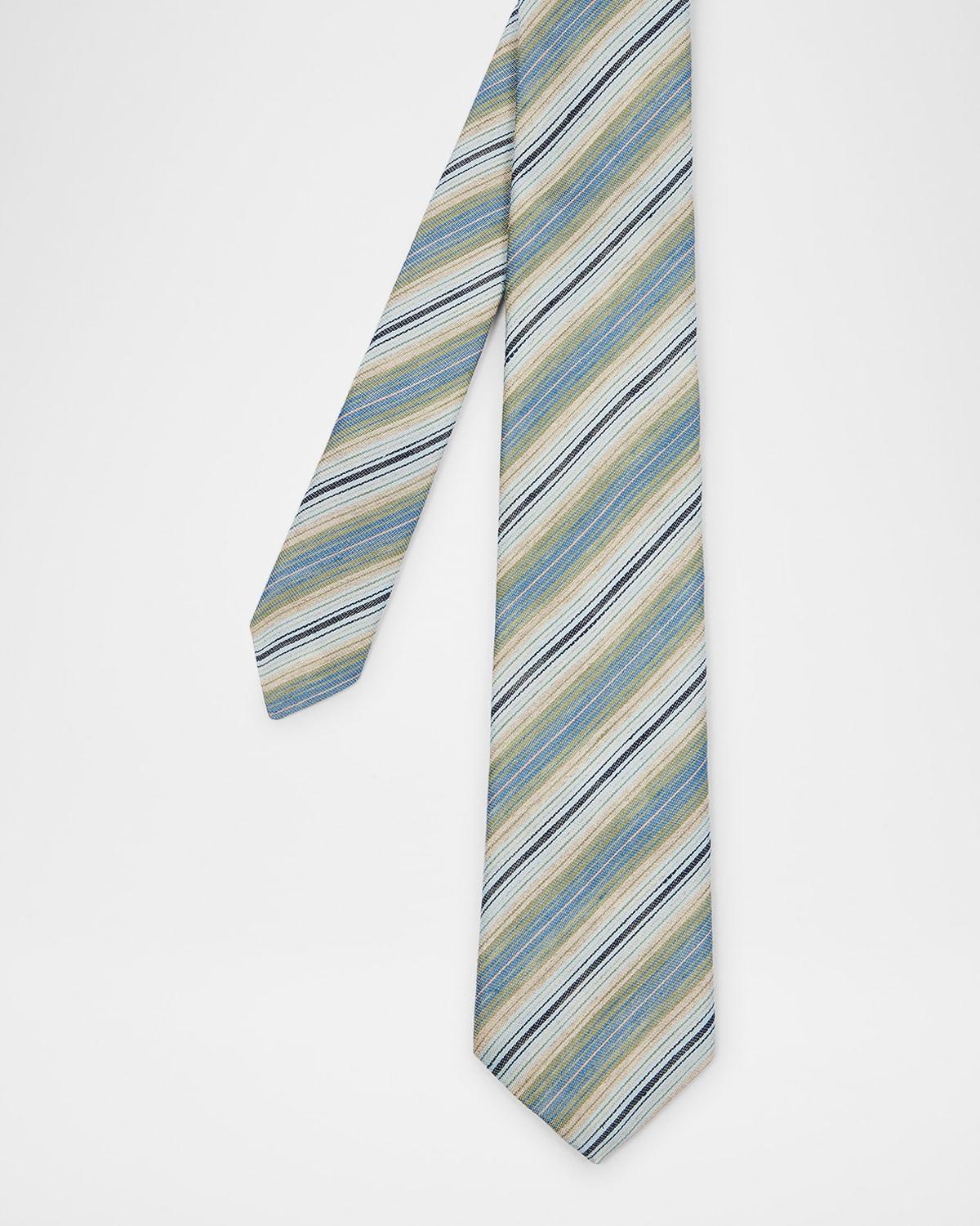 Mens Linen and Silk Pencil Stripe Tie Product Image