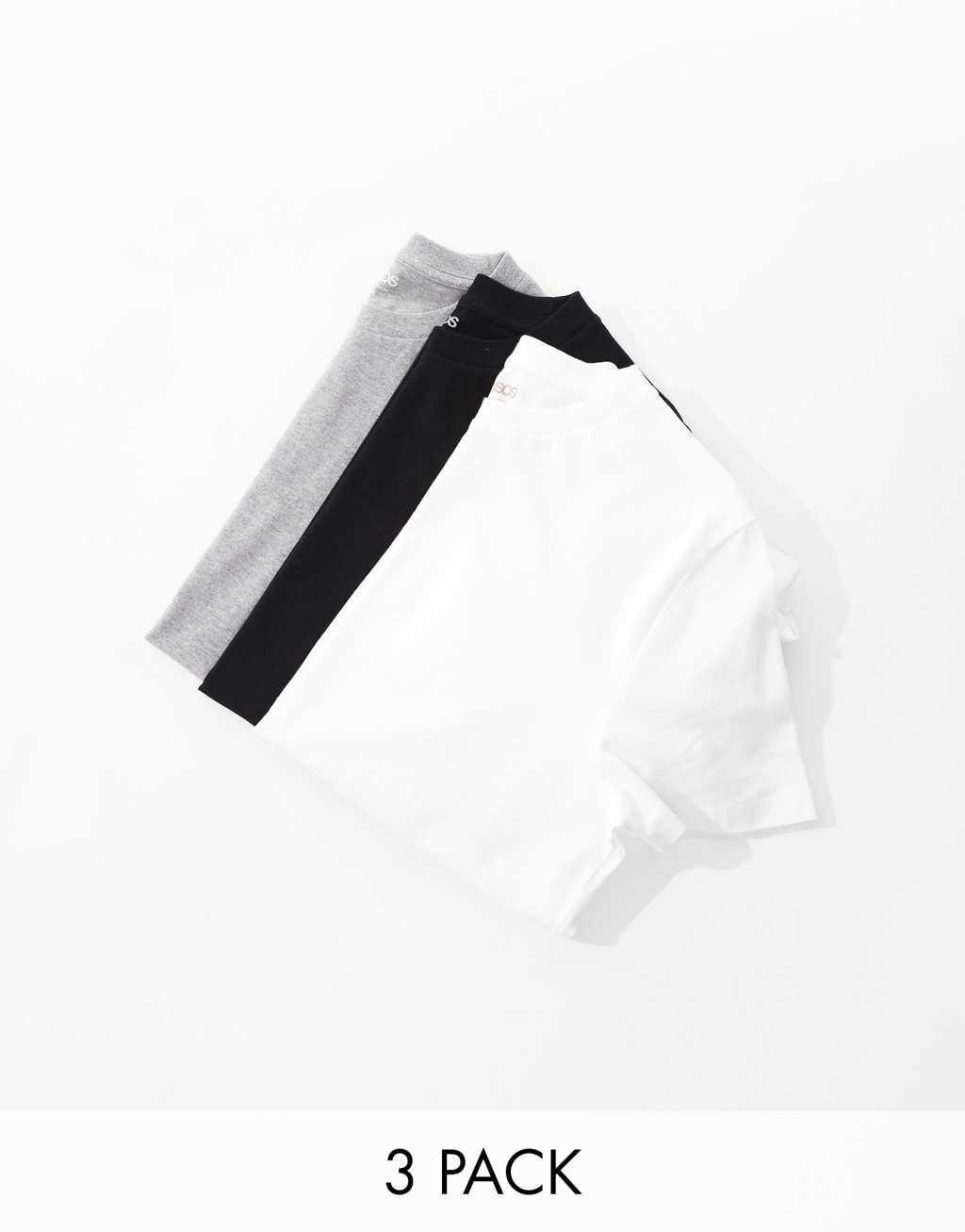 ASOS DESIGN essential 3 pack crew neck t-shirts in multiple colors Product Image