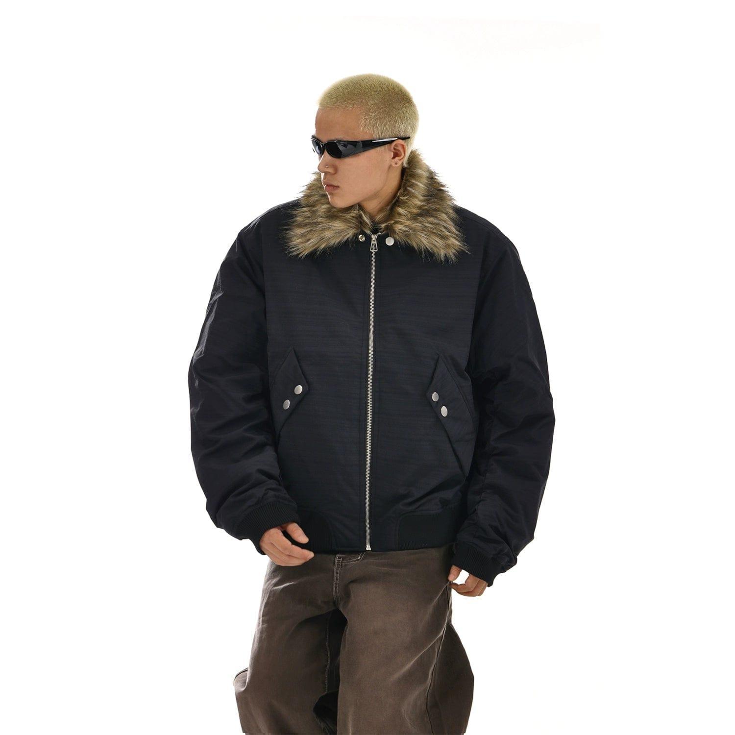 RT No. 12128 BLACK FUR COLLAR FLIGHT JK Product Image