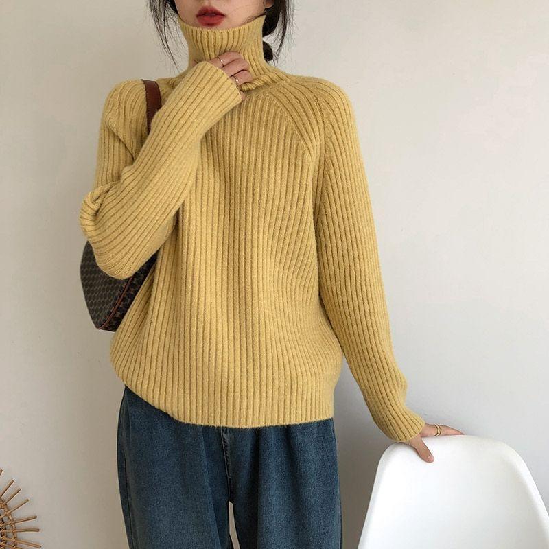Turtleneck Plain Sweater Product Image