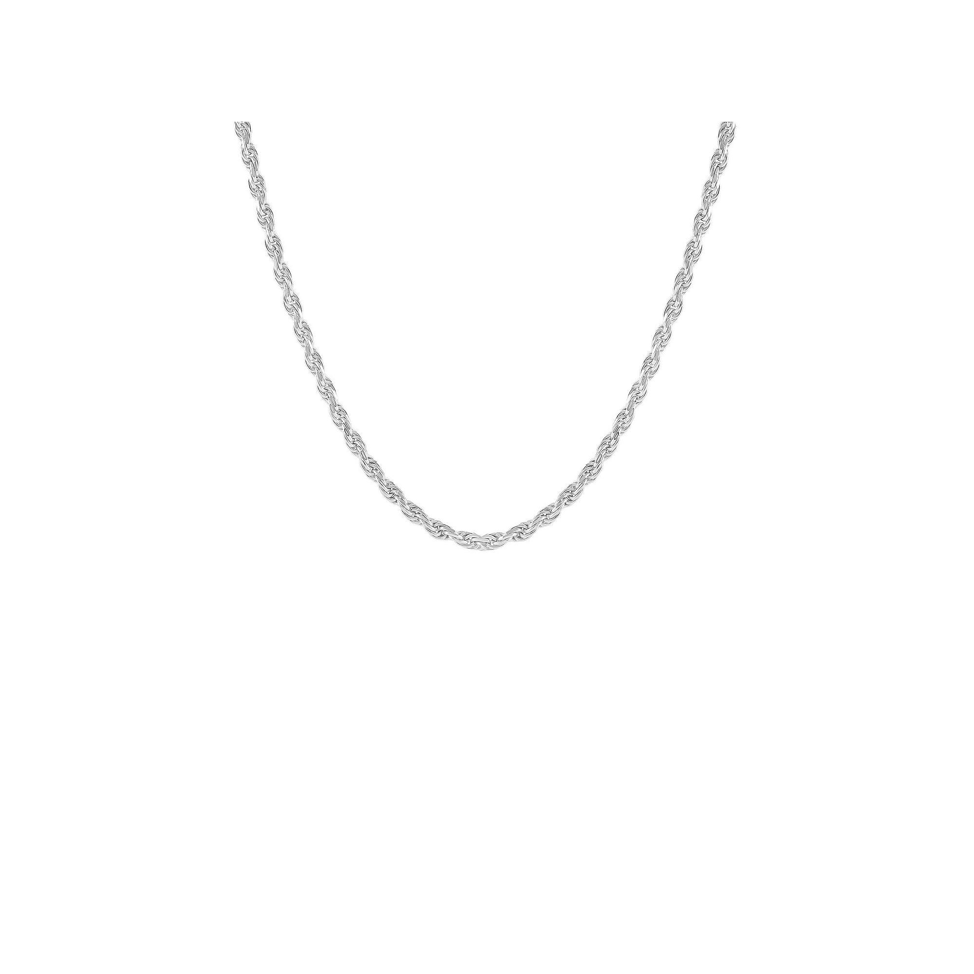 PRIMROSE Fine Silver Plated Rope Chain Necklace, Women's, Size: 20", Silver Tone Product Image