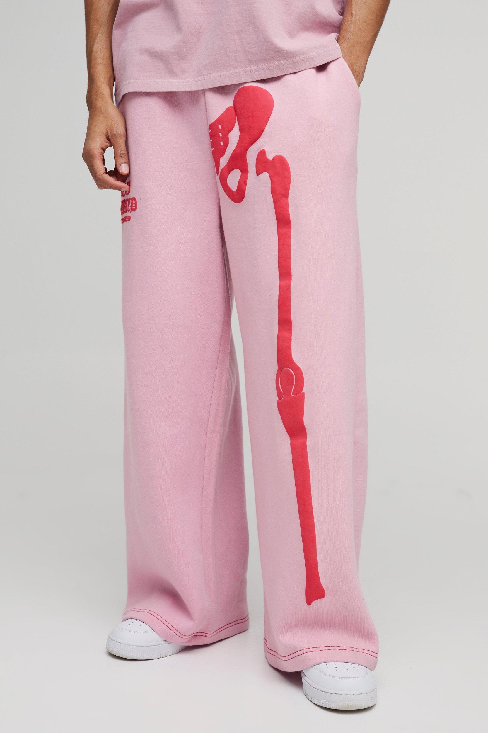 Extreme Wide Leg Skeleton Puff Print Sweatpants | boohooMAN USA Product Image