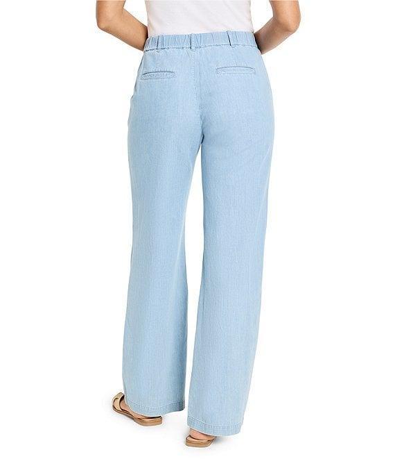 NIC + ZOE Linen Blend Mid Rise Denim Wide Leg Pants Product Image