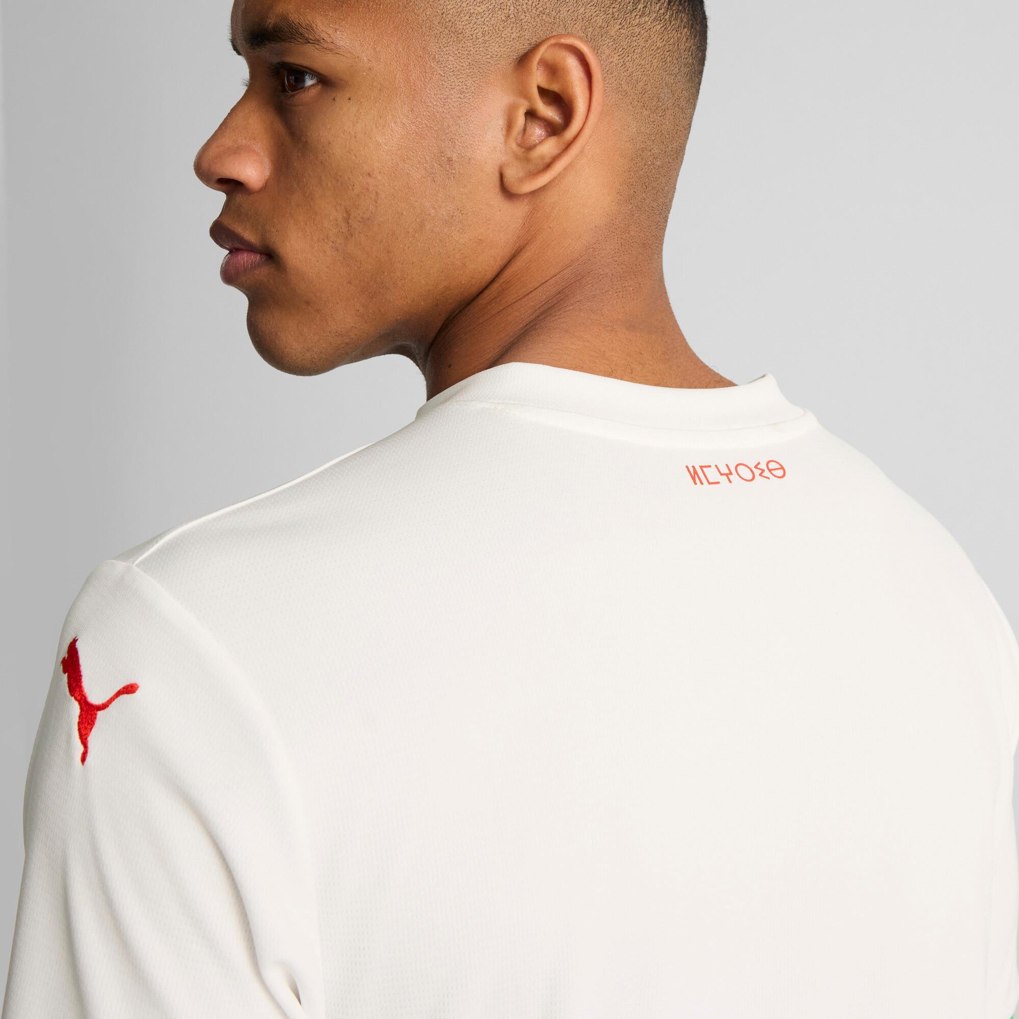 PUMA Morocco 2025 Men's Away Replica Soccer Jersey in White/Fast Green/Red Product Image