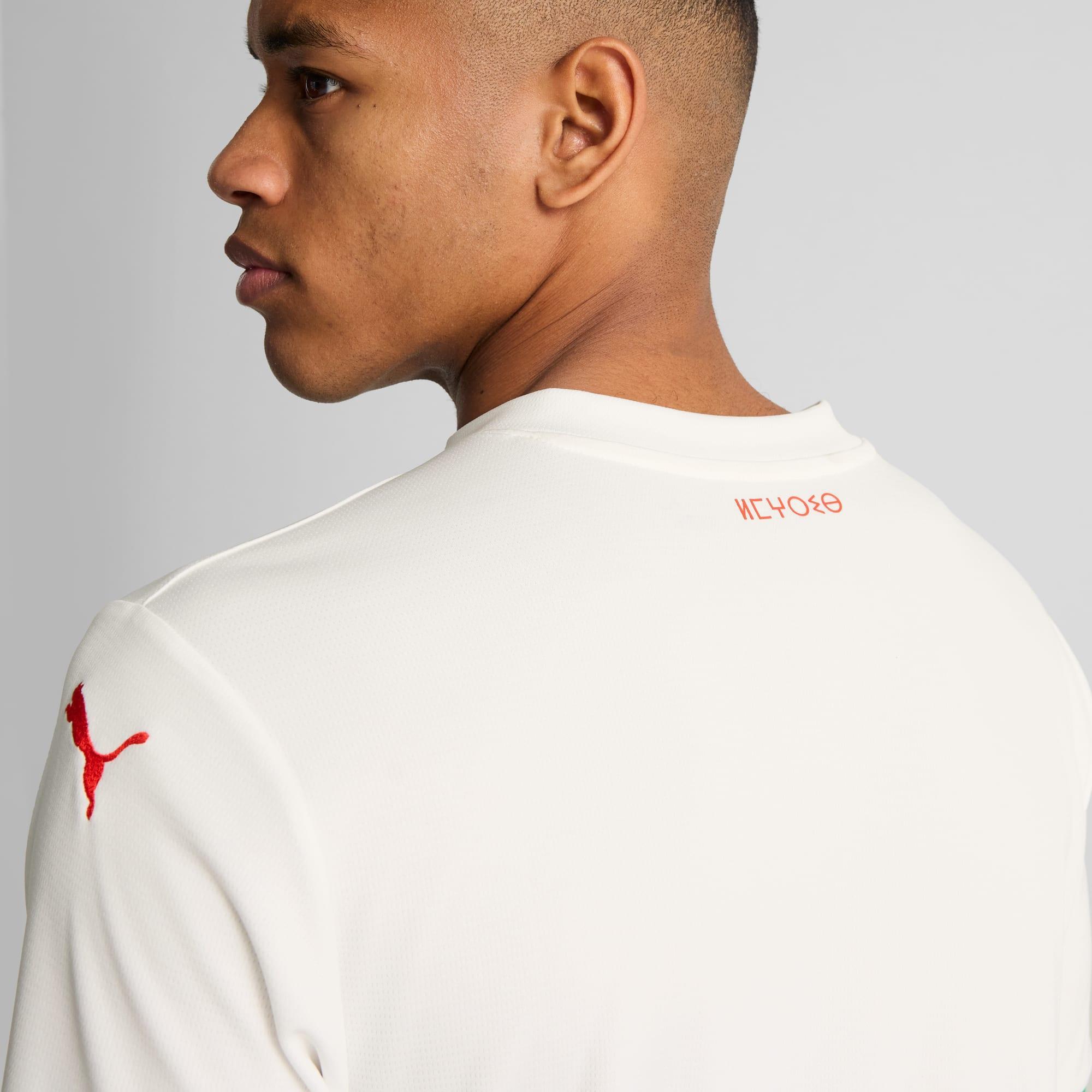 PUMA Morocco 2025 Men's Away Replica Soccer Jersey in White/Fast Green/Red Product Image
