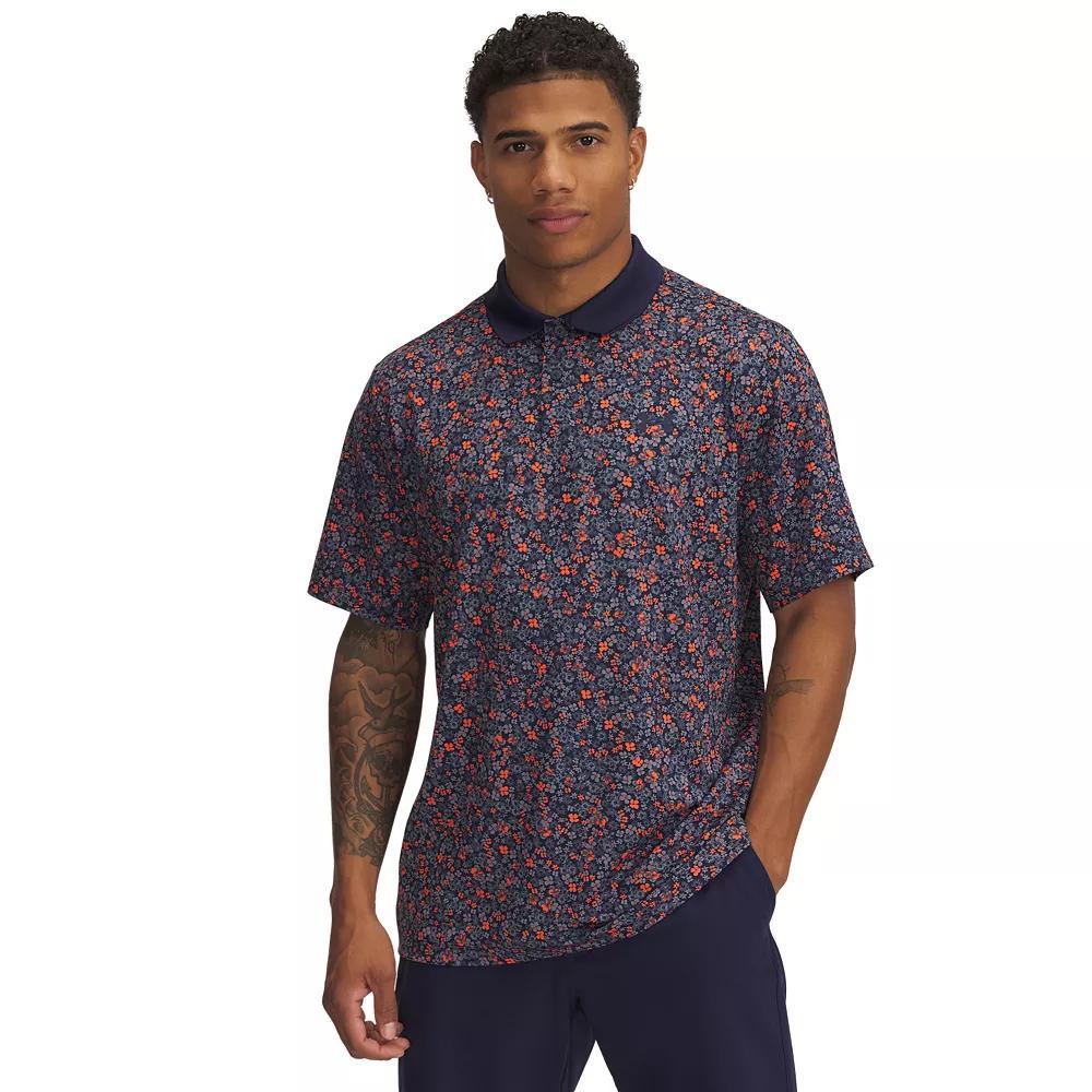Men's Under Armour Matchplay Printed Polo, Size: Medium, Navy Red Product Image
