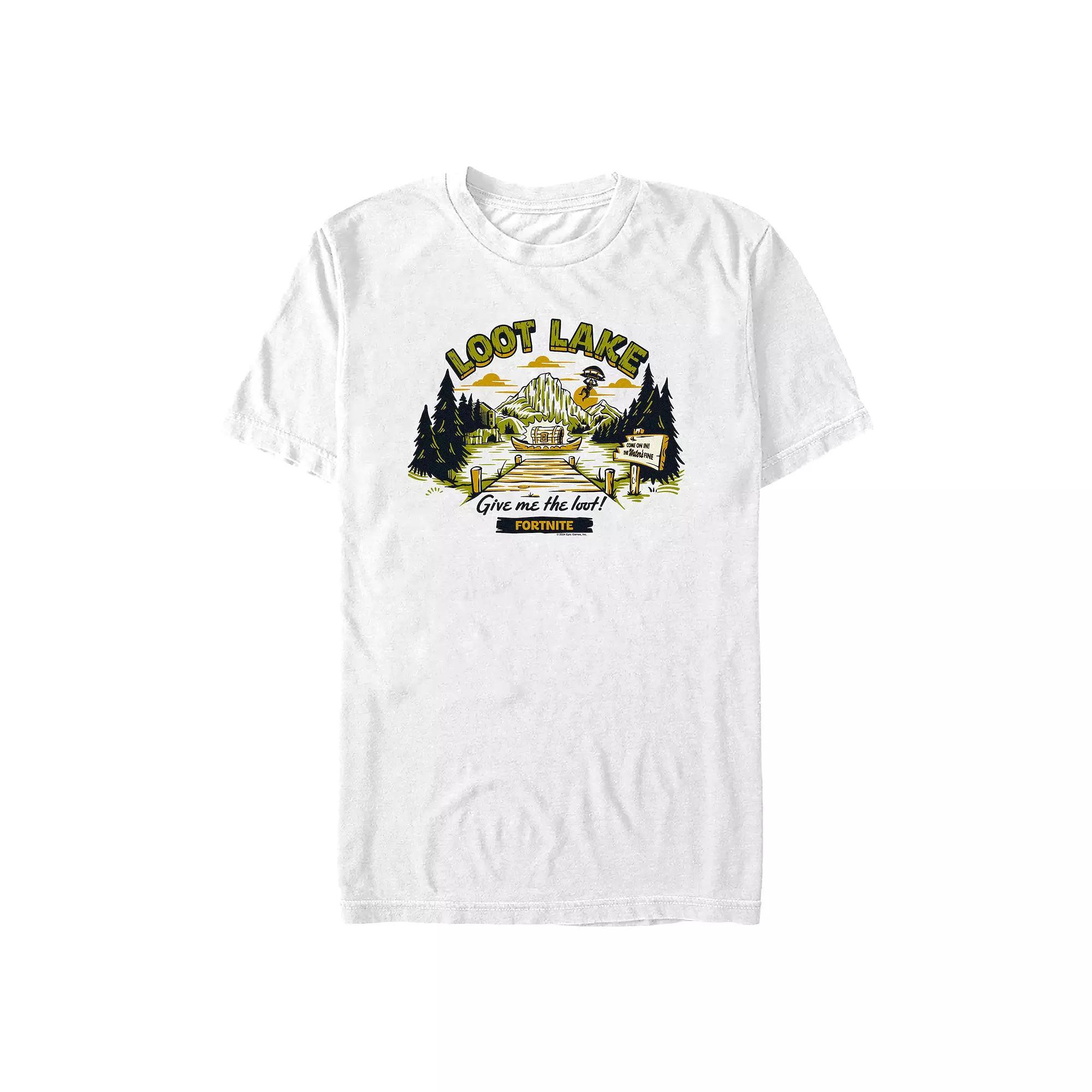 Men's Fortnite Loot Lake Postcard Graphic Tee, Size: Small, White Product Image