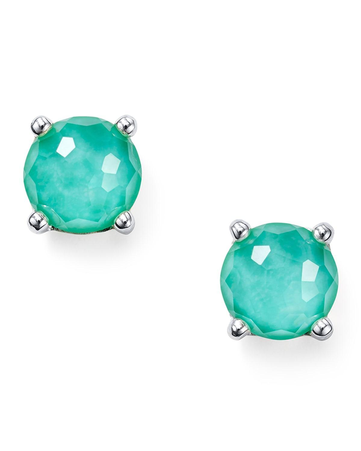 Ippolita Sterling Silver Rock Candy Bronze Turquoise Composite & Rock Crystal Doublet Stud Earrings Product Image