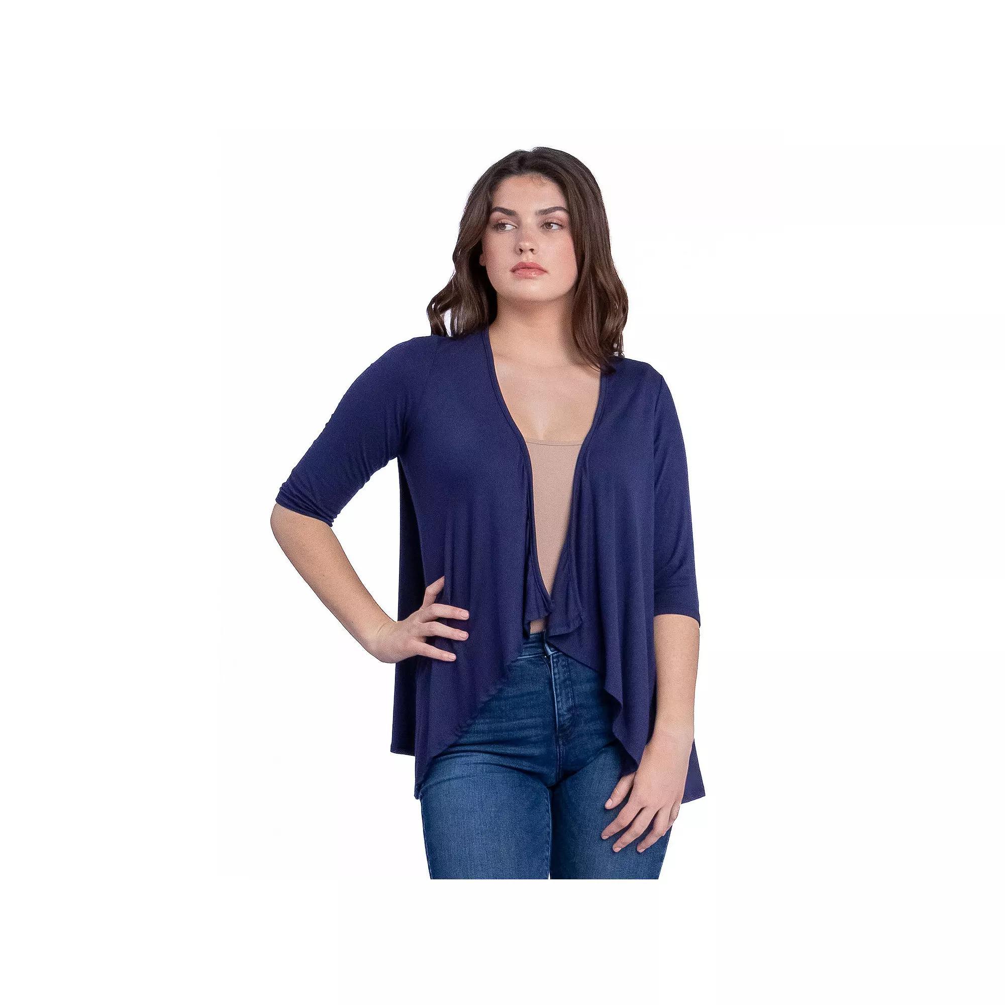Womens 24Seven Comfort Apparel Elbow Length Sleeve Open Cardigan Red Product Image