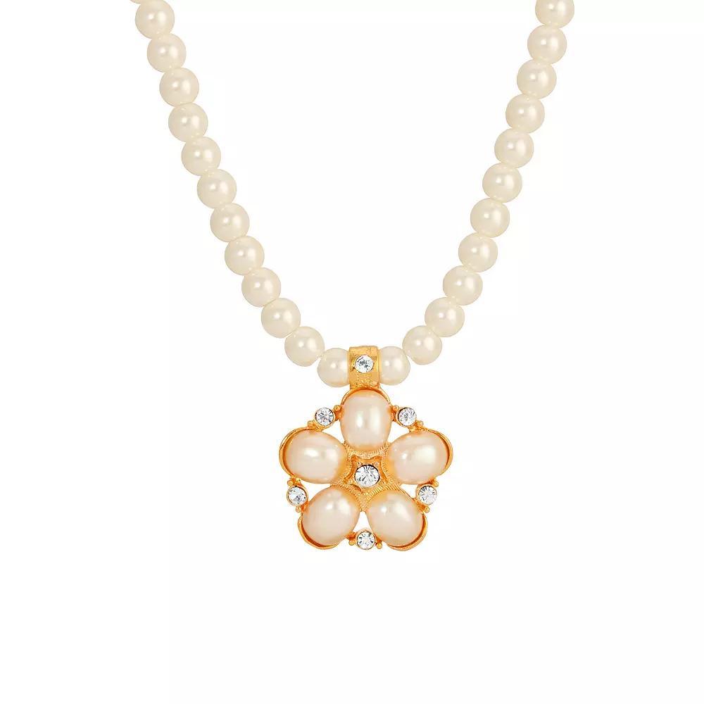 1928 Flower Simulated Pearl Pendant Necklace, Womens, White Product Image