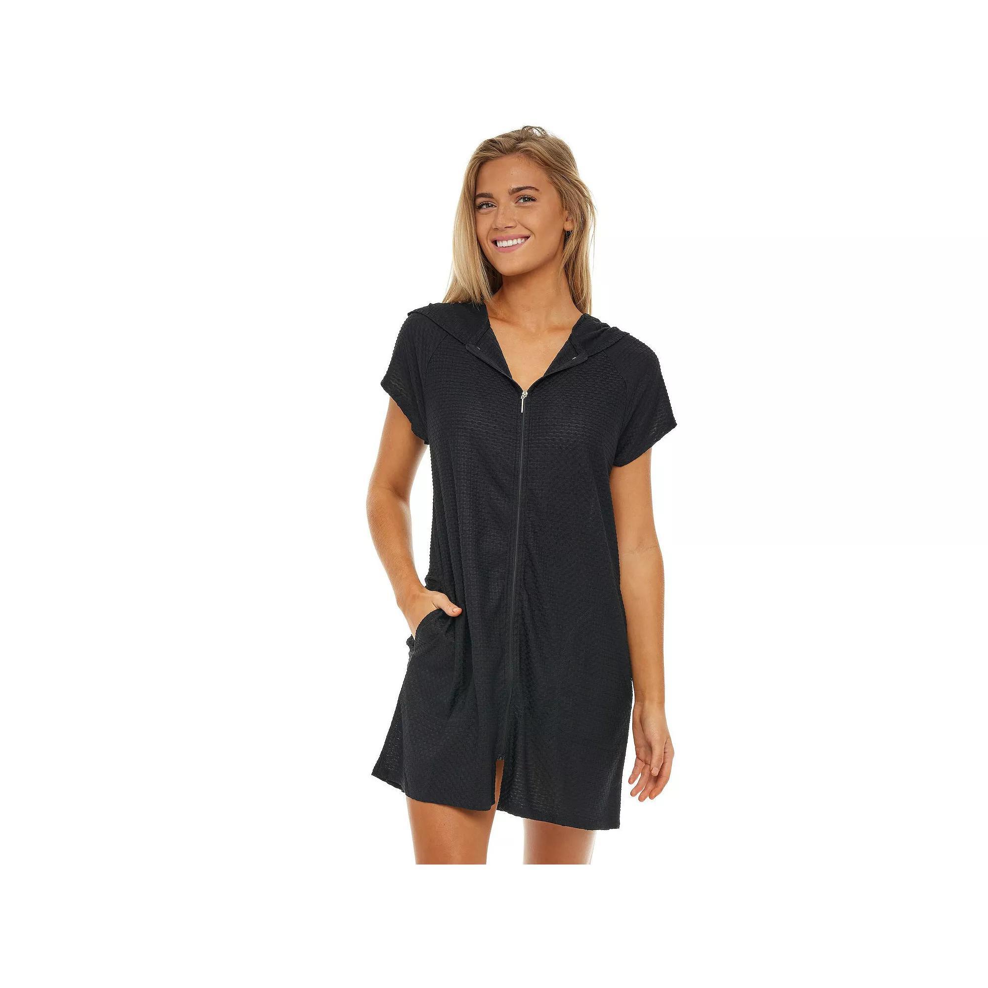 Womens Jordan Taylor Zip-Front Waffle-Weave Swim Cover- Product Image