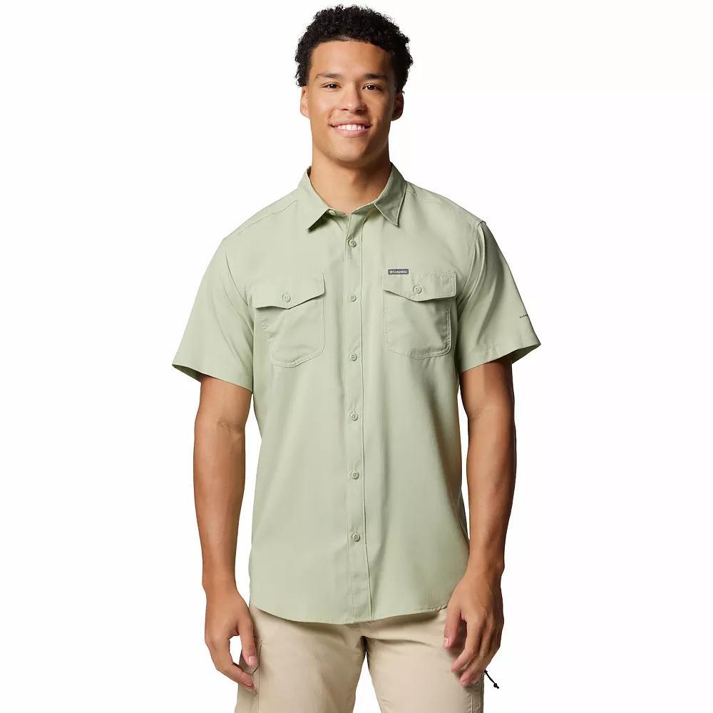 Men's Columbia UPF 40 Utilizer™ II Solid Short Sleeve Button-Down Shirt, Size: Medium, Safari Product Image