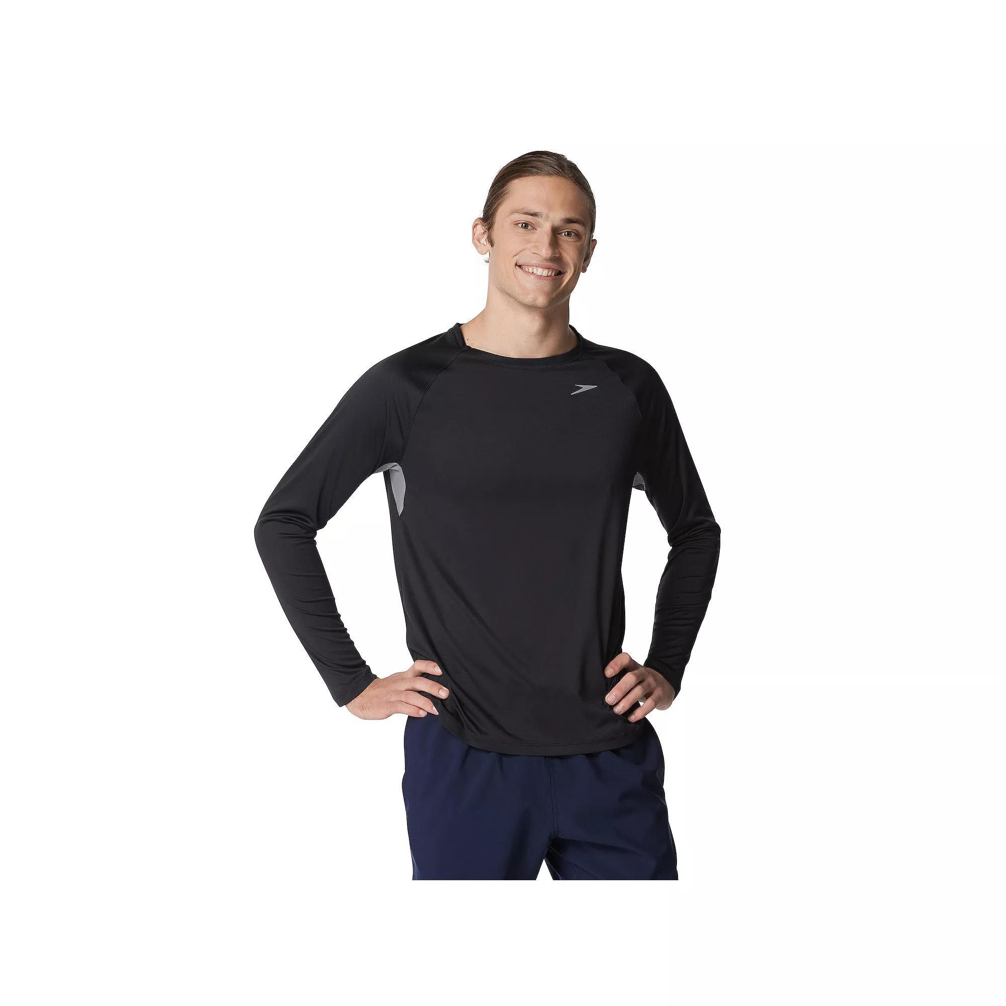 Men's Speedo Quick-Dry UPF 50+ Long Sleeve Swim Tee, Size: XL, White Product Image