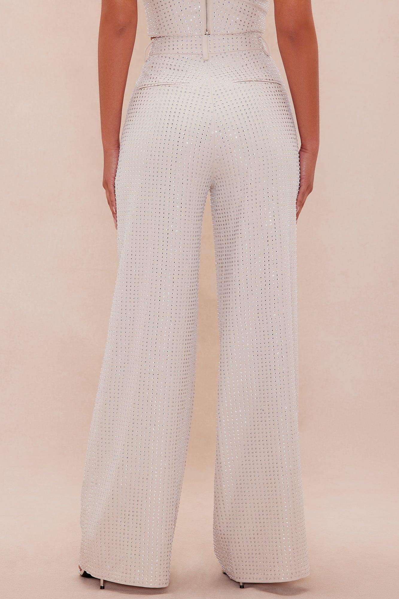 Deena Embellished Wide Leg Pant - Nude Female Product Image