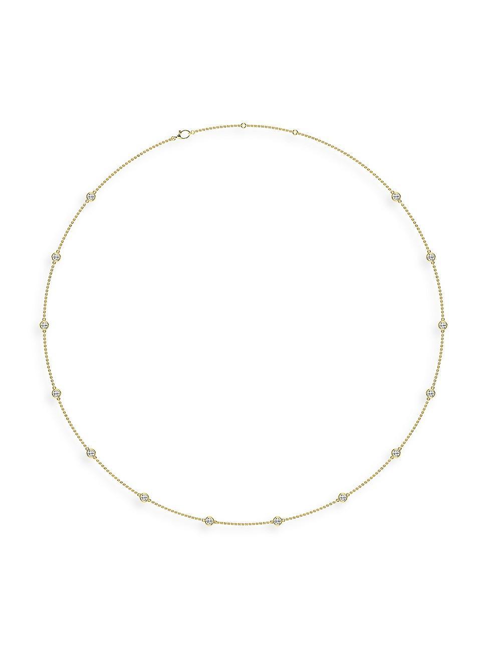 Womens 14K Yellow Gold & Lab-Grown 7-Diamond Station Necklace/0.70-2.10 TCW Product Image
