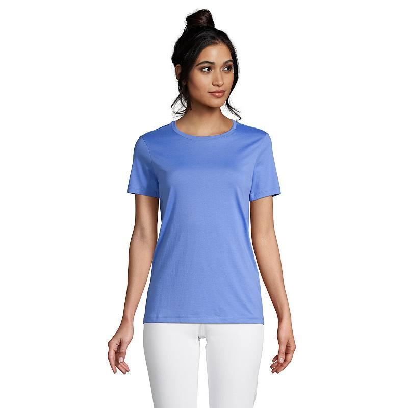 Petite Lands' End Relaxed-Fit Supima Cotton Crewneck Tee, Women's, Size: Medium Petite, Black Product Image
