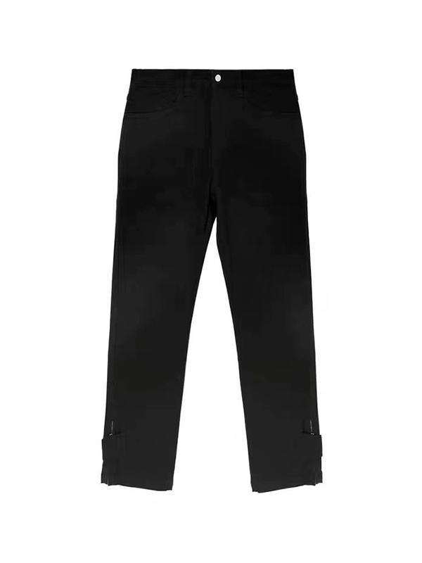 Men's Letter Embroidered Print Zip Up Loose Jeans Product Image