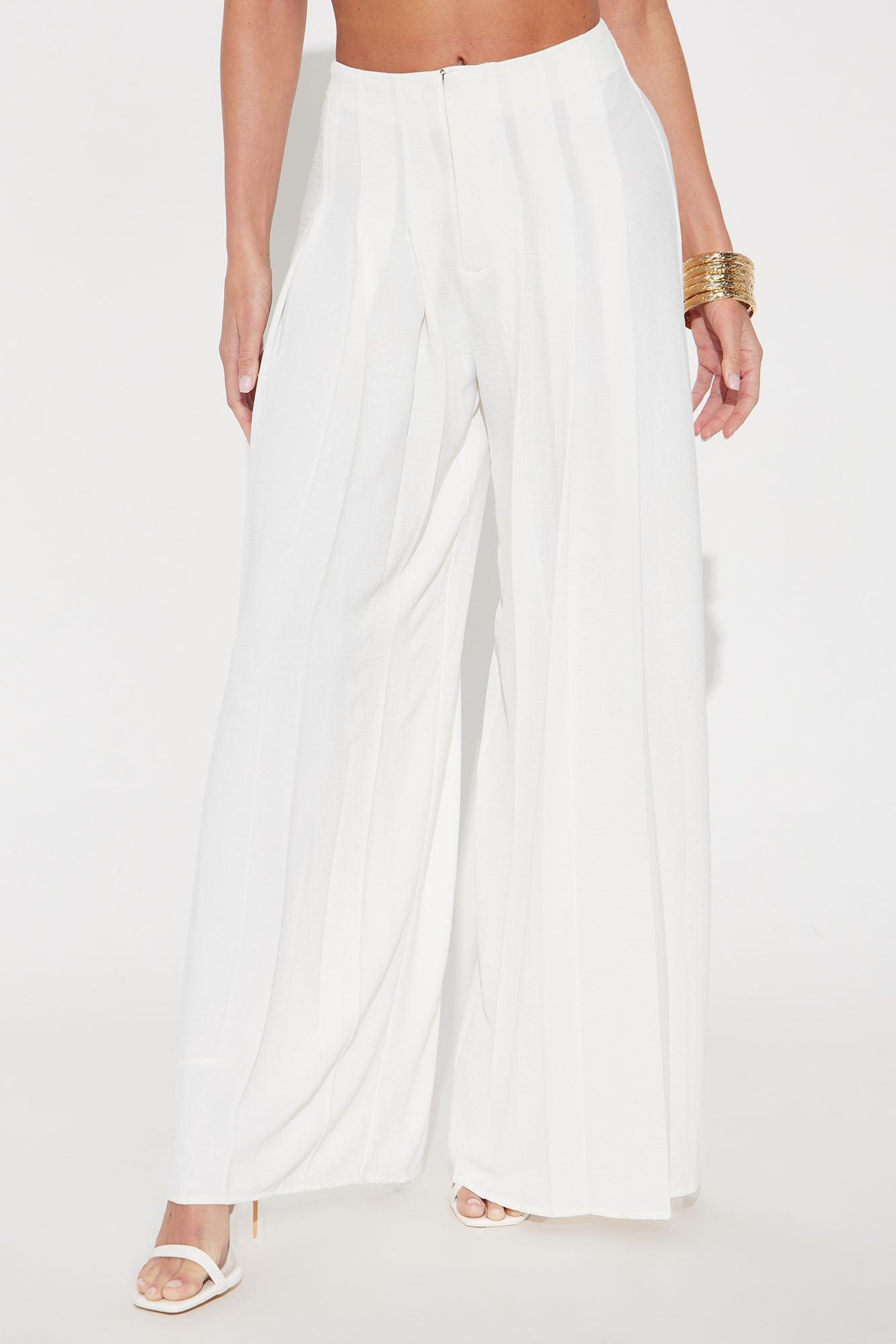 Elevate You Pleated Wide Leg Trouser - Off White Product Image