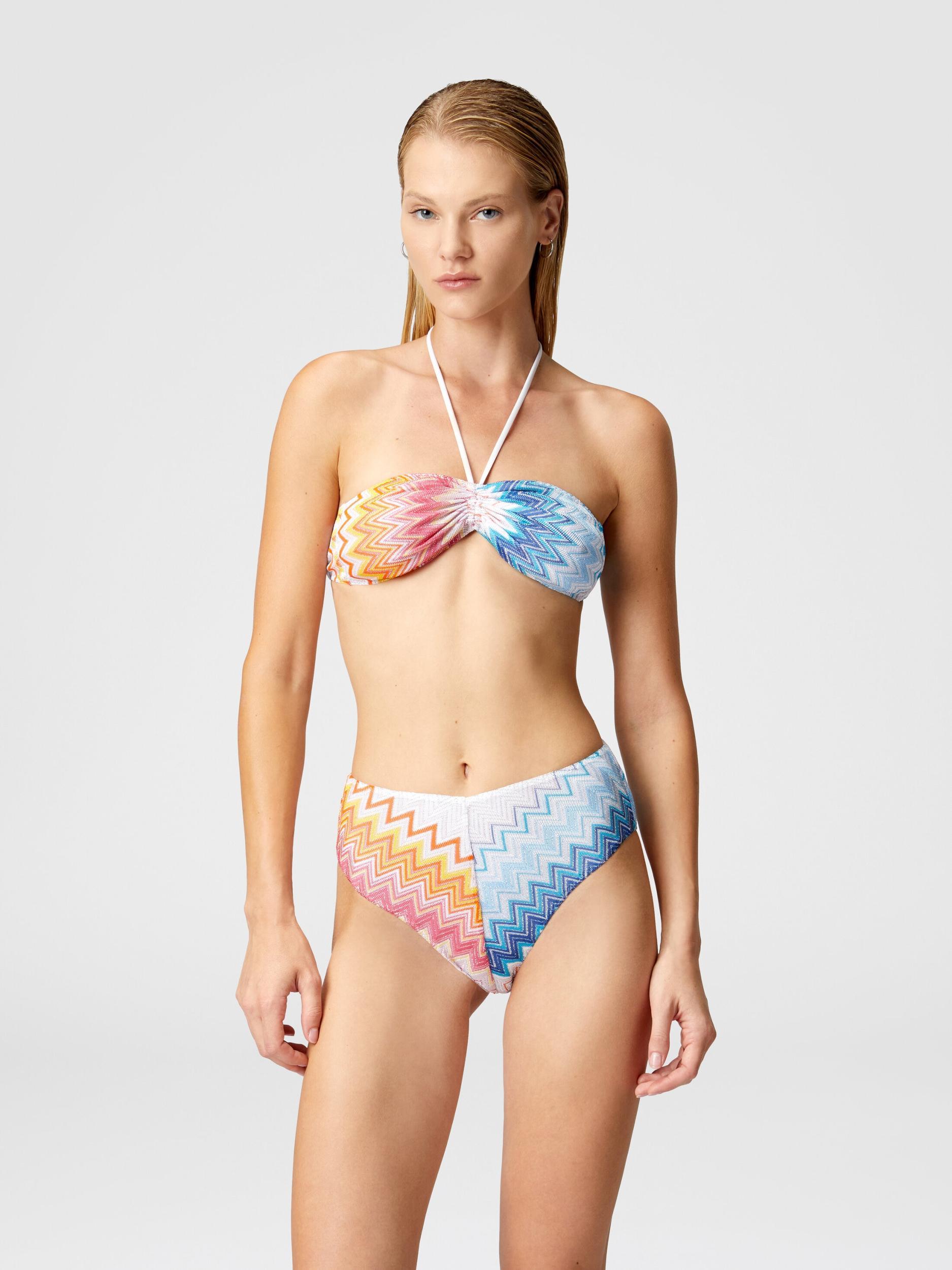 Bandeau bikini in zig zag lamé viscose blend Product Image