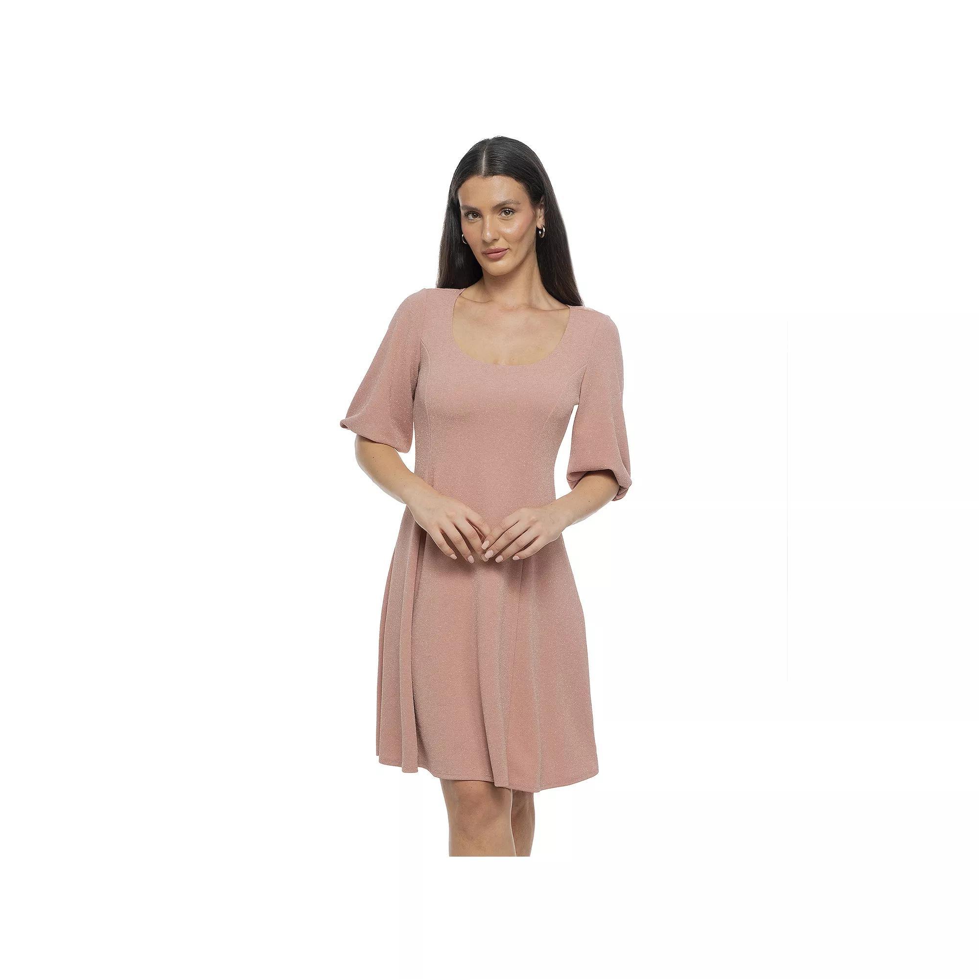 Women's Tash + Sophie Lurex Scoopneck Fit & Flare Dress, Size: XS, Blush Product Image