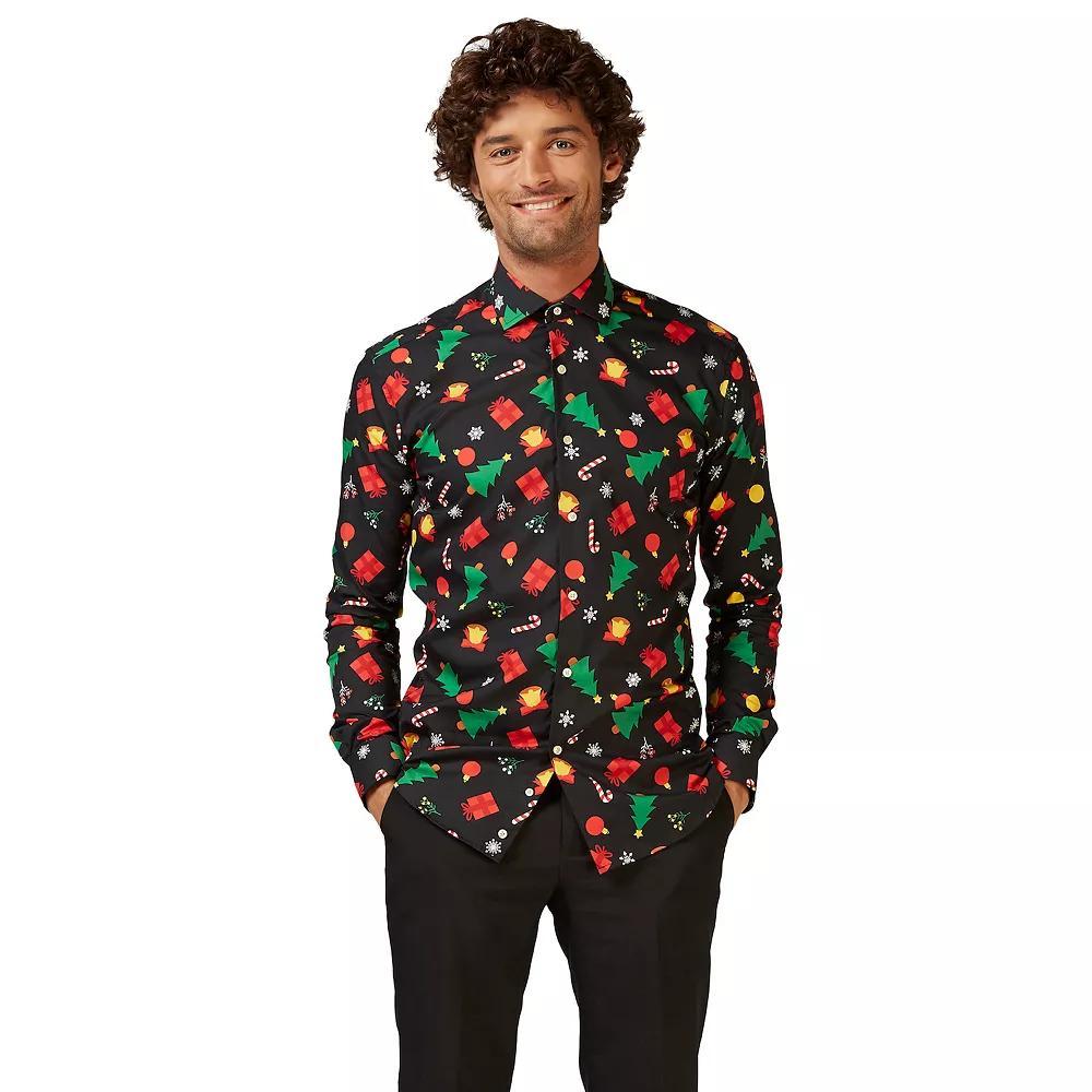 Men's OppoSuits Christmas Icons Button-Down Shirt, Size: XXL, Black Icons Product Image