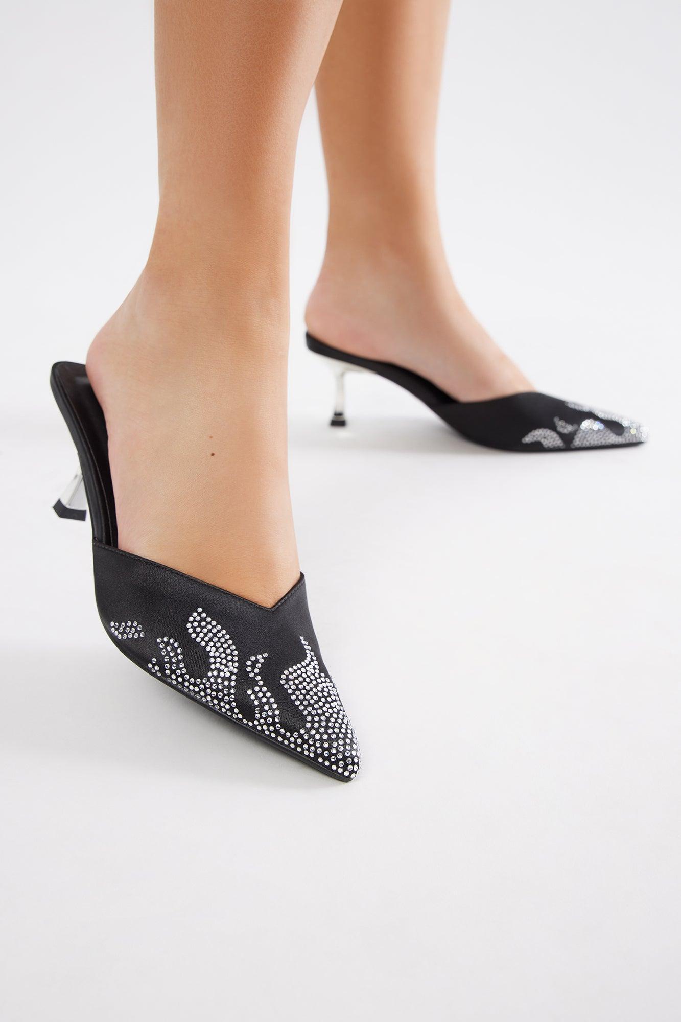 Morgan Rhinestone Pumps - Black Product Image