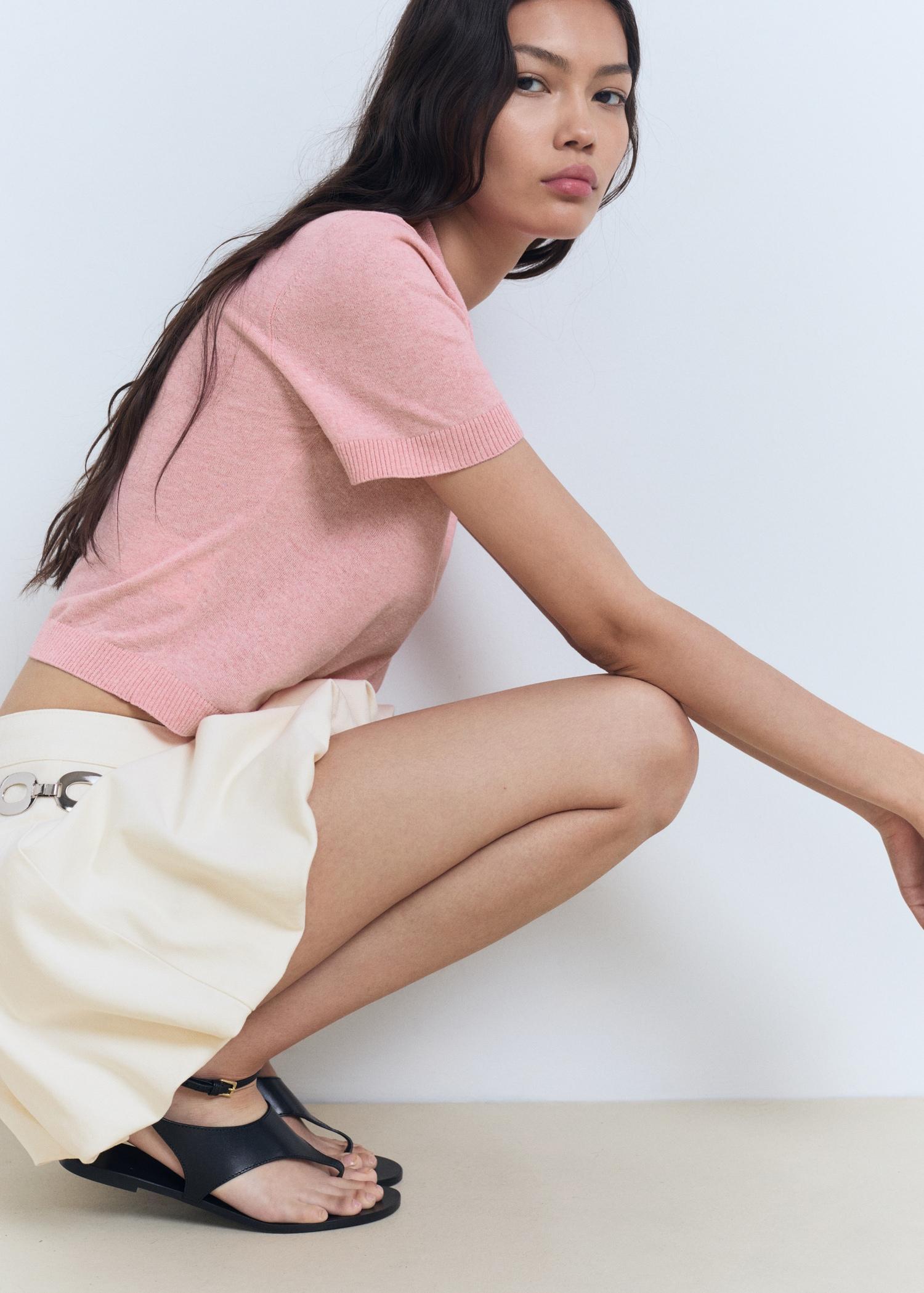 Knitted polo-neck sweater - Women | MANGO USA Product Image