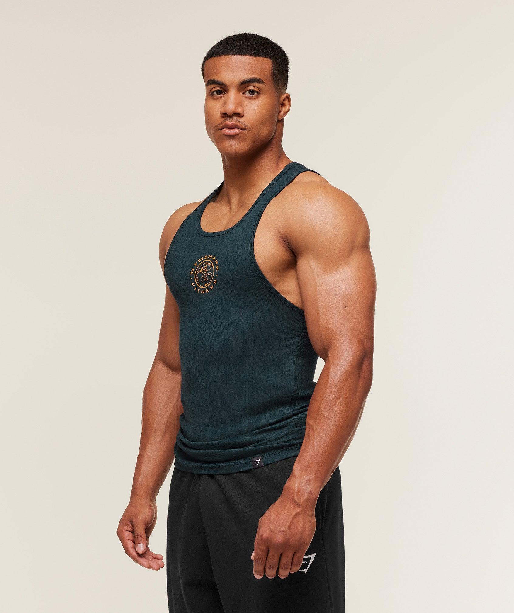 Gymshark Legacy Ribbed Tank - Deep Petrol Blue Male Product Image