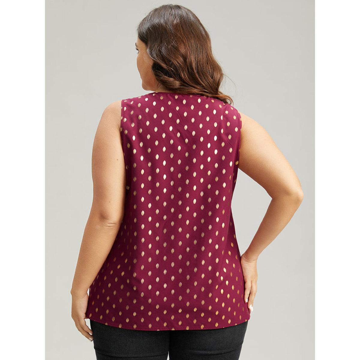 Plus Size Glitter Polka Dot V Neck Tank Top Women Red Elegant Contrast V-neck Festival-Christmas Tank Tops Camis BloomChic 22-24/3X Product Image