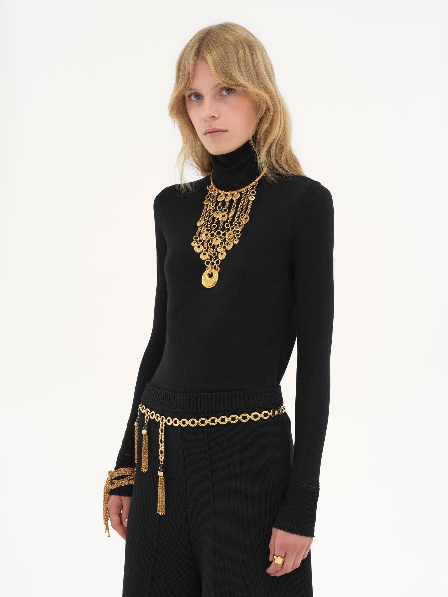 Fitted turtleneck in wool knit Product Image