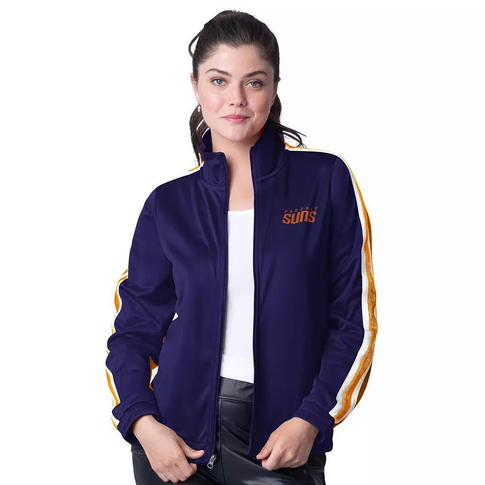 Women's G-III 4Her by Carl Banks Navy/Blue Minnesota Timberwolves Rebel Sequin Bling Full-Zip Track Jacket, Size: Small Product Image
