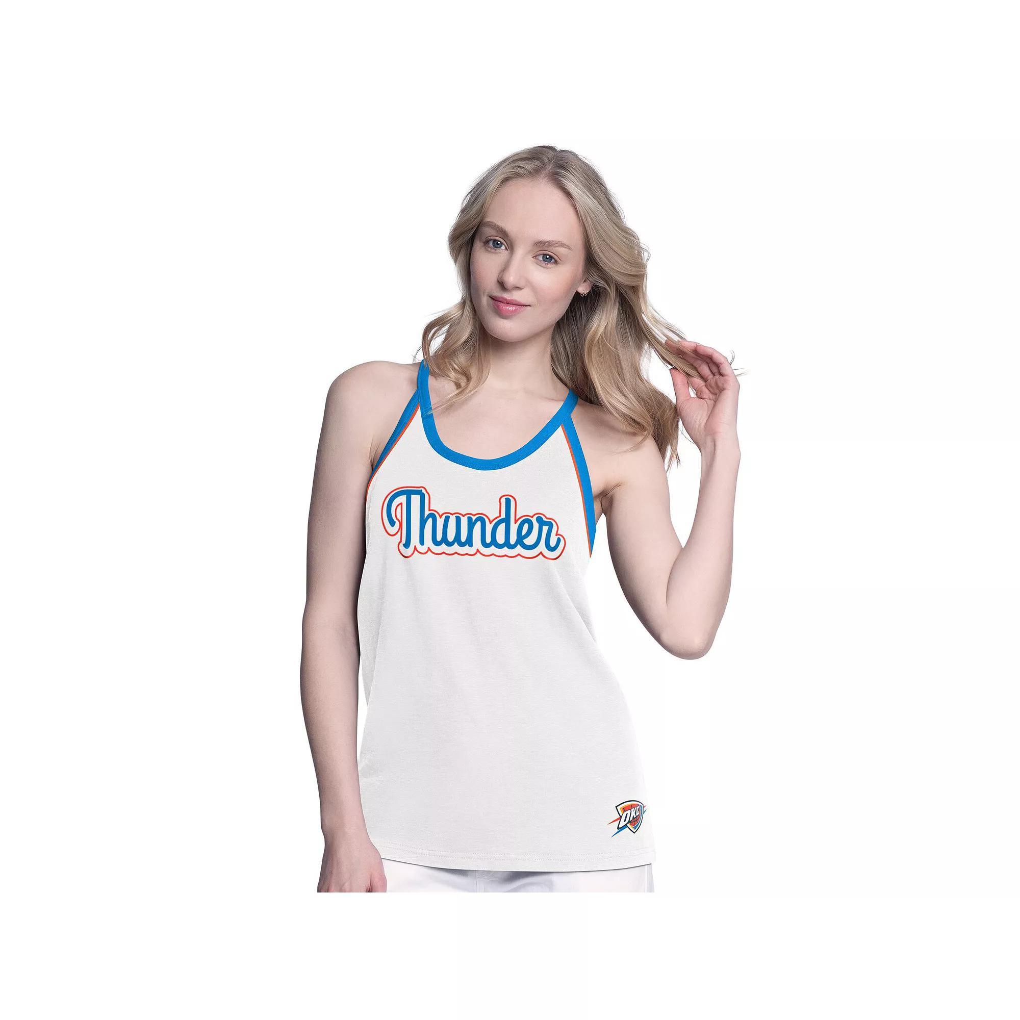 Women's G-III 4Her by Carl Banks White Oklahoma City Thunder Curveball Racerback Tank Top, Size: Small Product Image