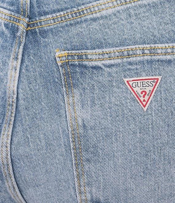 Guess High Rise Straight Leg Denim Mom Jeans Product Image