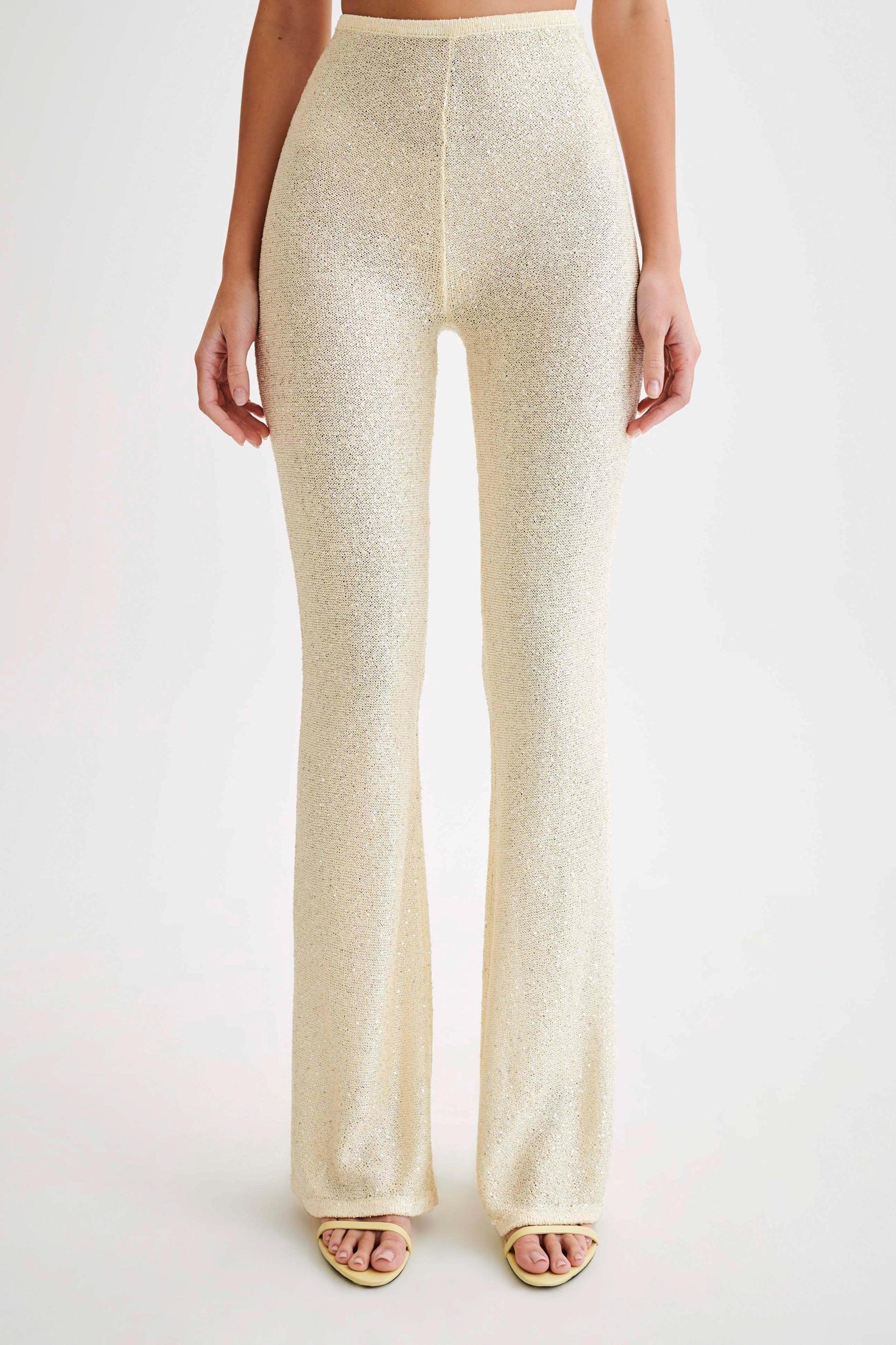 Huntley Sequin Knit Pants - Lemon Product Image