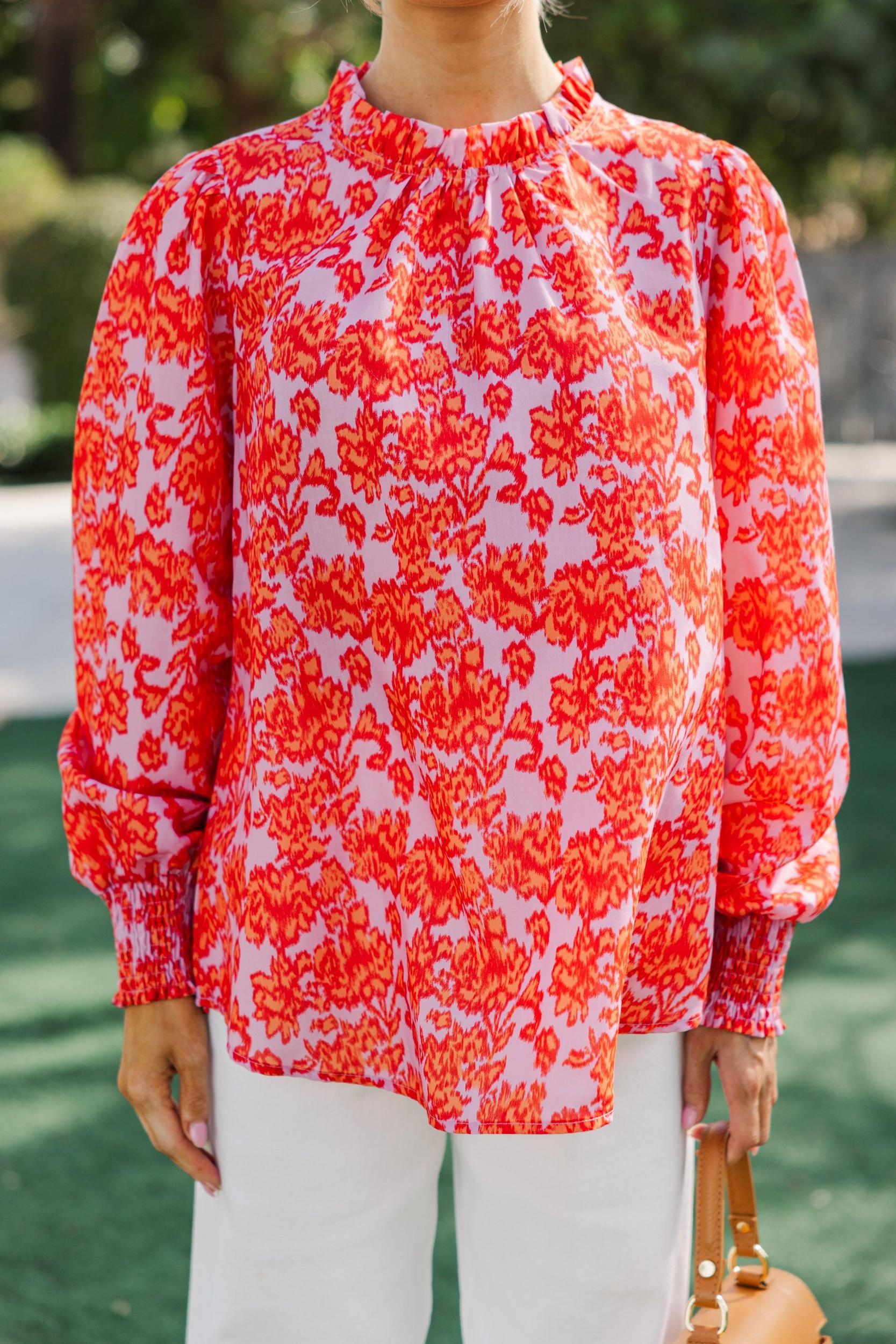 Can't Change Pink Abstract Blouse Female Product Image