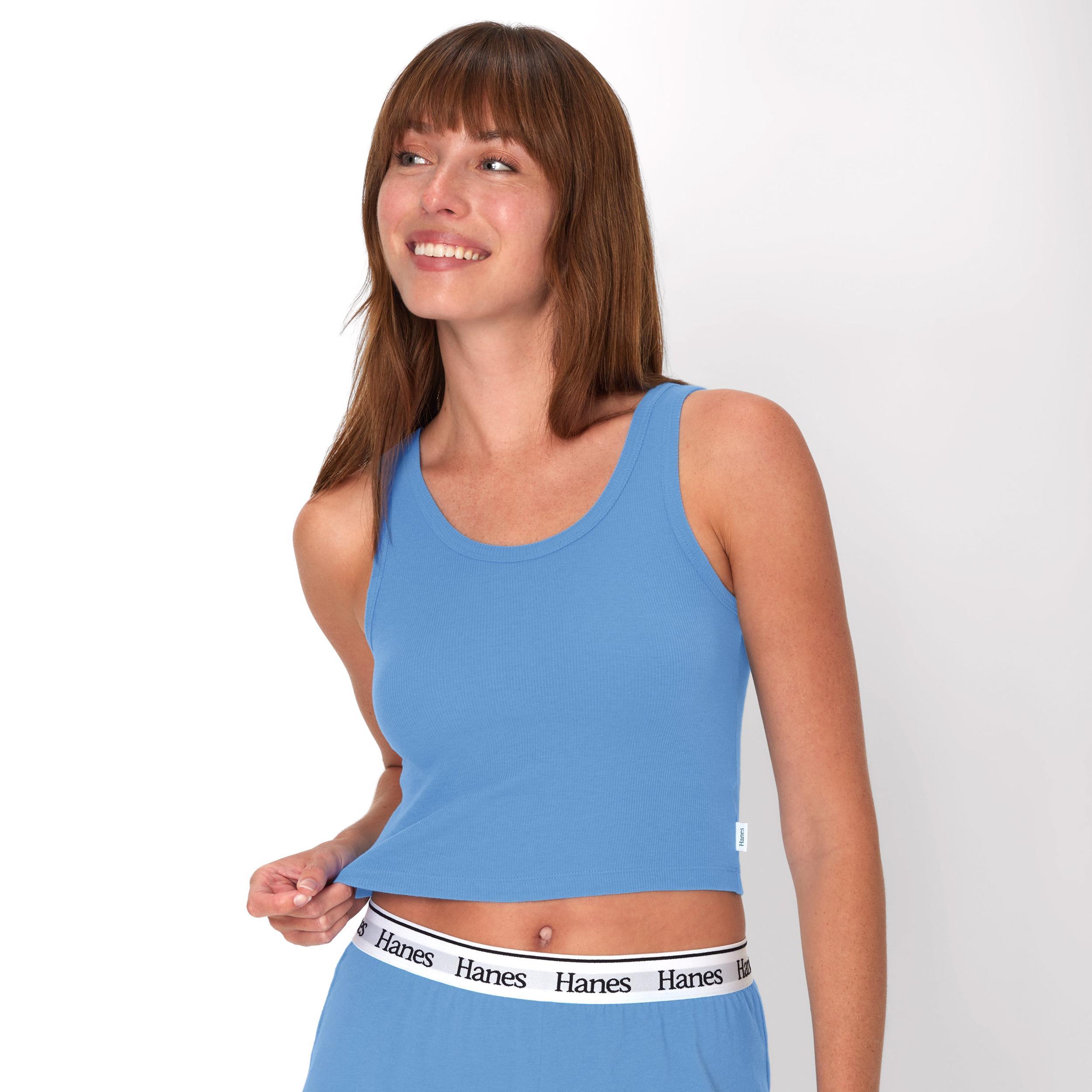 Hanes Originals Comfywear Womens Rib Crop Tank Black XL Product Image
