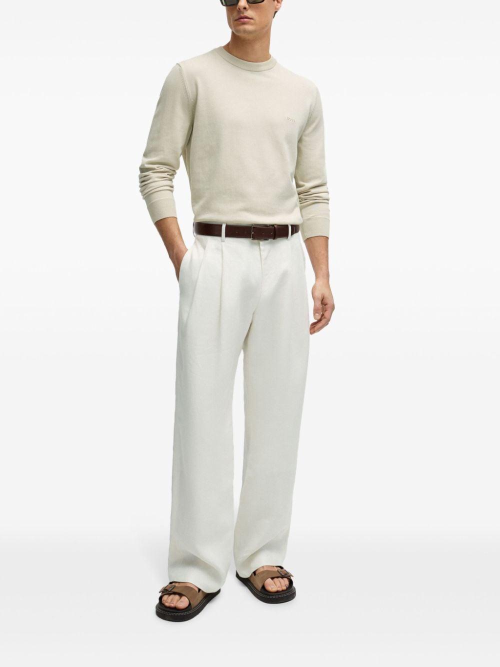 HUGO BOSS Logo-embroidered Cotton Jumper In White Product Image