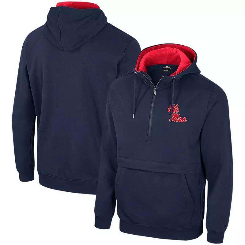 Men's Colosseum Navy Ole Miss Rebels Half-Zip Hoodie, Size: XL, Blue Product Image