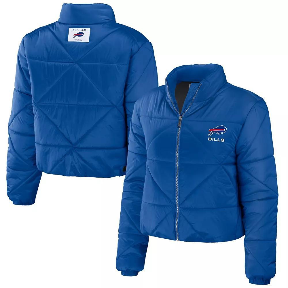 Women's WEAR by Erin Andrews  Royal Buffalo Bills Cropped Puffer Full-Zip Jacket, Size: Small, Blue Product Image