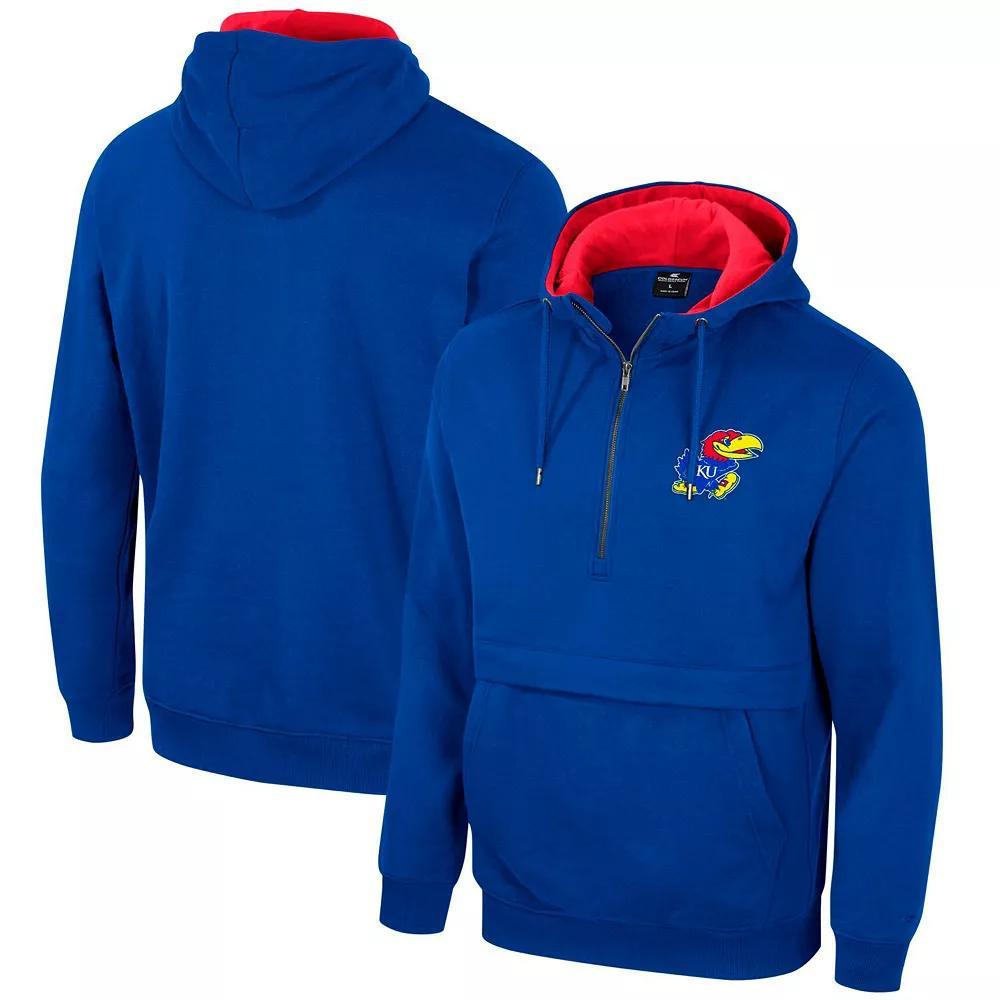 Men's Colosseum Royal Kansas Jayhawks Half-Zip Hoodie, Size: Large, Blue Product Image