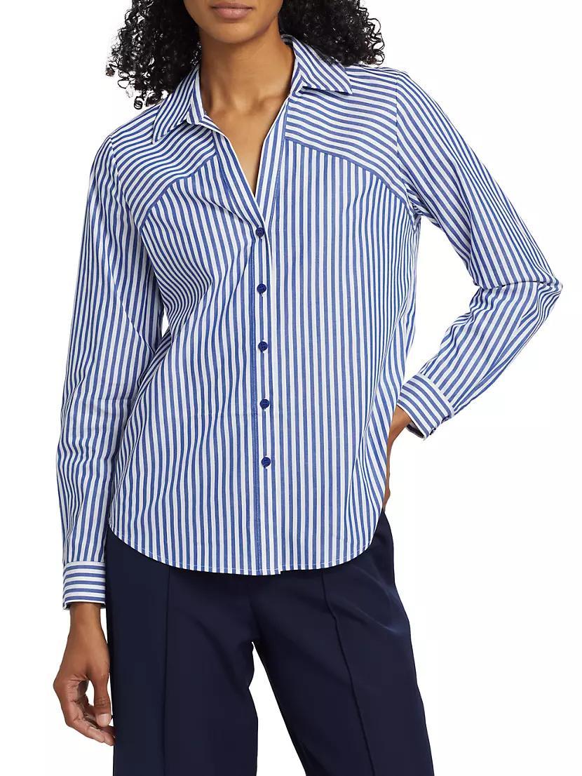 The Nikita Stripe Cotton Blouse Product Image