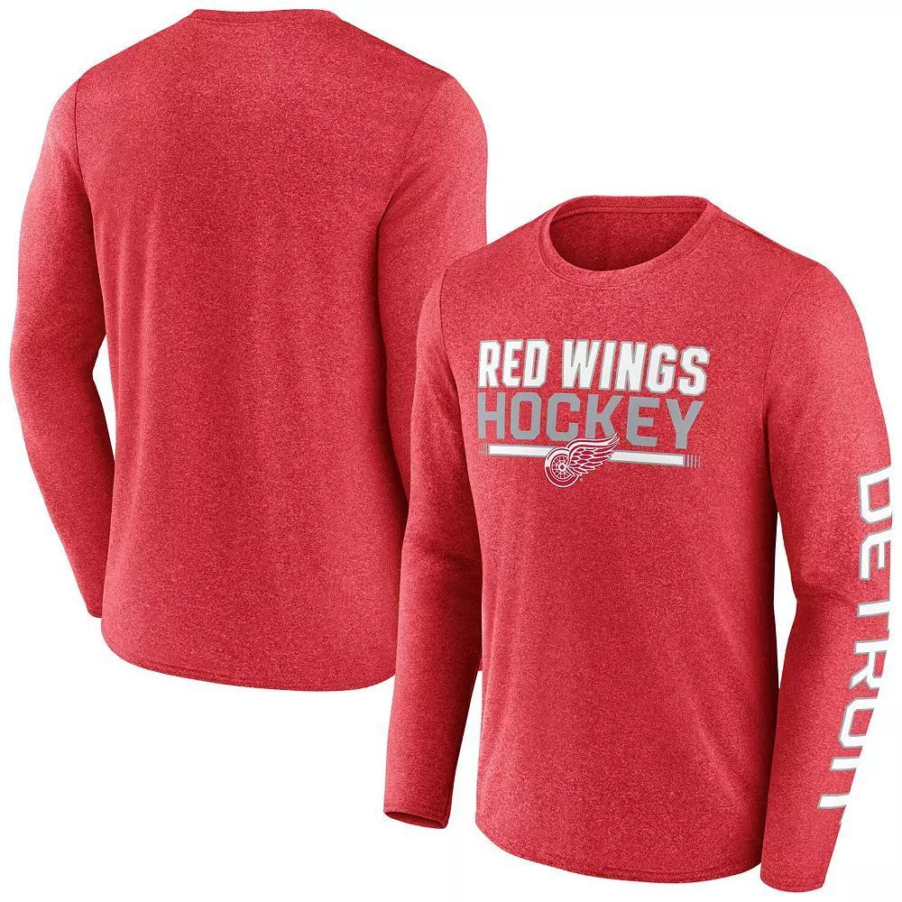 Men's Fanatics Heather Red Detroit Red Wings Sweep Iconic Synthetic Long Sleeve T-Shirt, Size: Large Product Image
