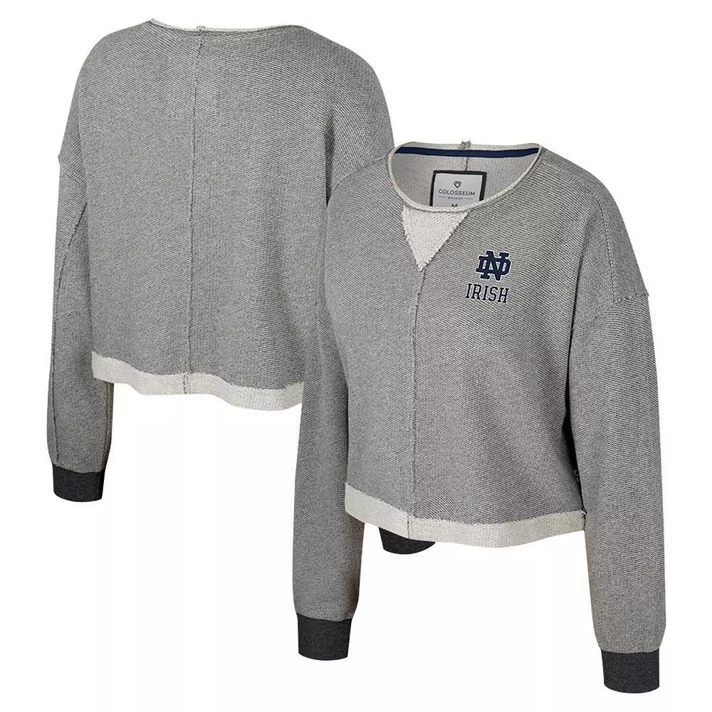 Women's Colosseum Charcoal Michigan Wolverines Magnum Scoop Neck Cropped Pullover Sweatshirt, Size: Large Product Image