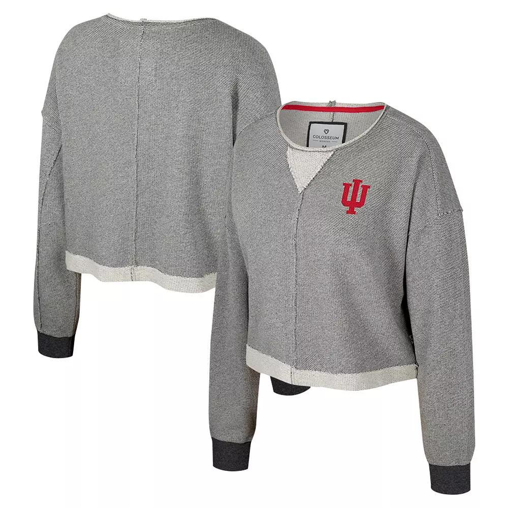 Women's Colosseum Charcoal Miami Hurricanes Magnum Scoop Neck Cropped Pullover Sweatshirt, Size: Medium Product Image