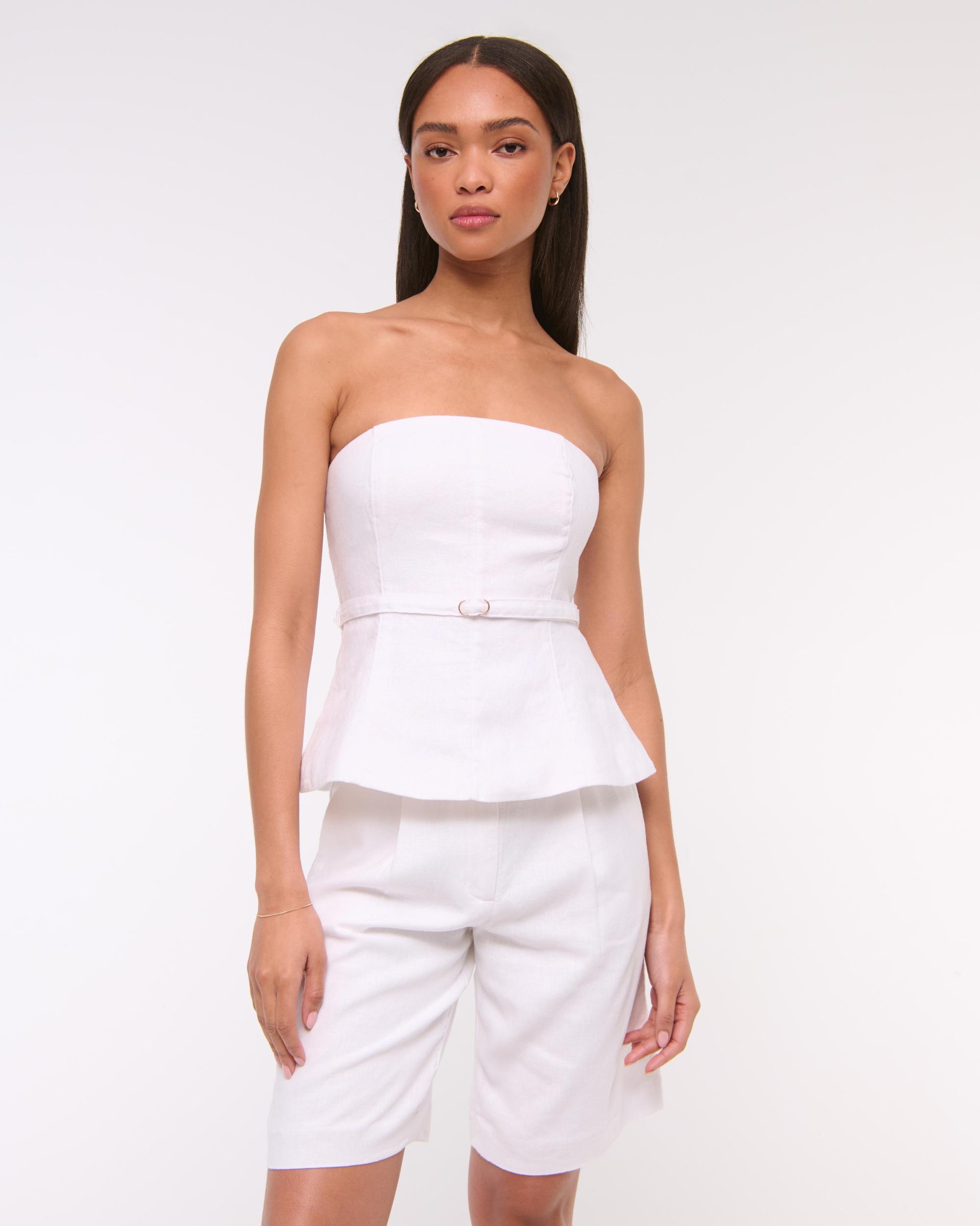 Premium Linen Strapless Tailored Top Product Image