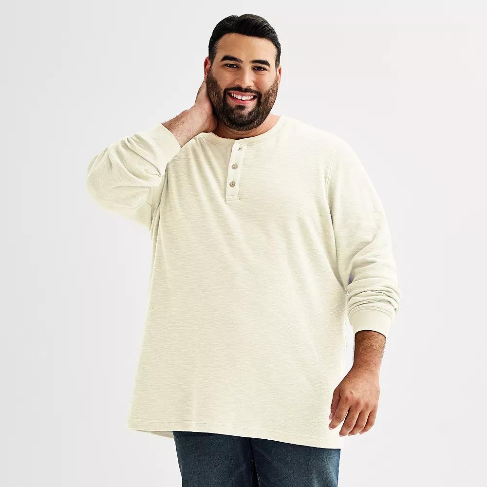 Big & Tall Sonoma Goods For Life® Long Sleeve Textured Henley Tee, Men's, Size: Medium Tall, Ivory Product Image