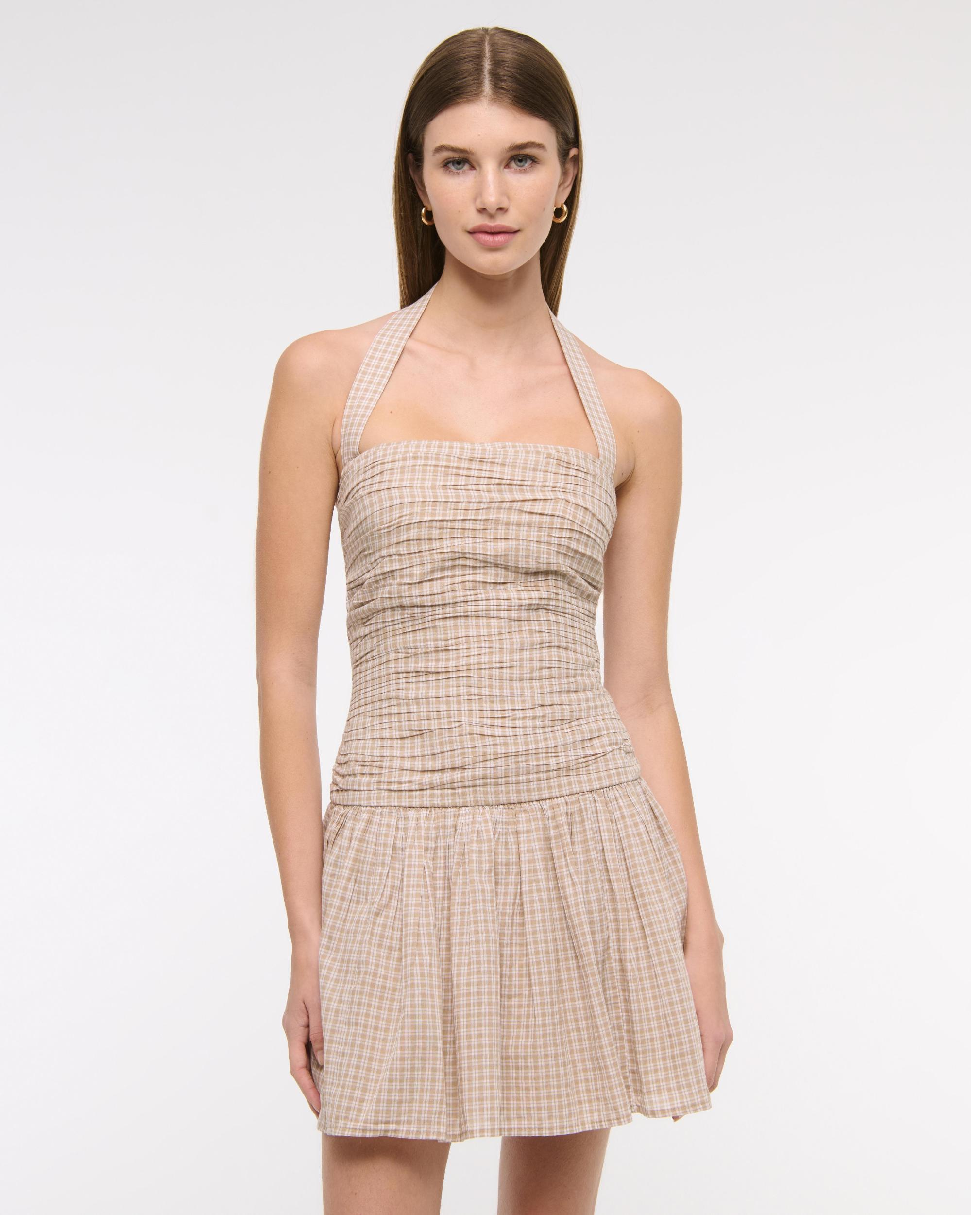 The A&F Emerson Drop-Waist Halter Mini Dress Product Image