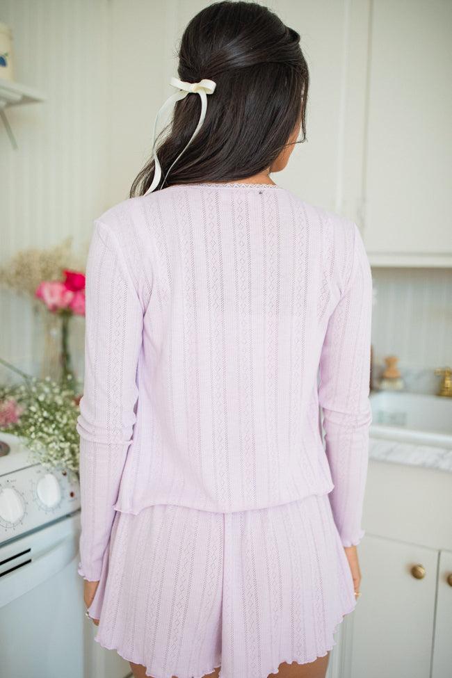 At This Time Lavender Pointelle Lounge Cami And Cardigan FINAL SALE Product Image